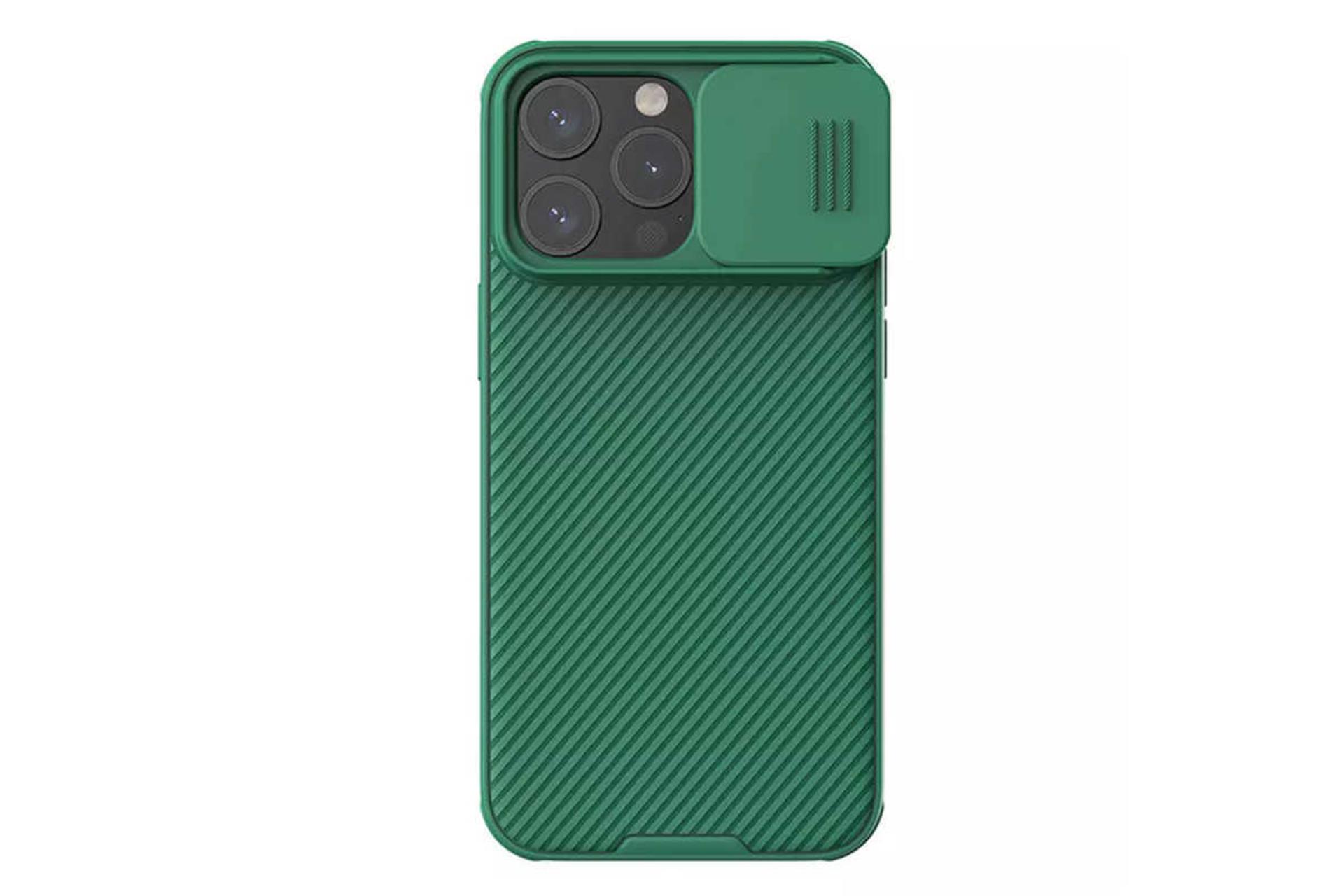 نمای پشت قاب گوشی نیلکین مدل CamShield Pro مناسب اپل iPhone 15 Pro Max / 14 Pro Max رنگ سبز