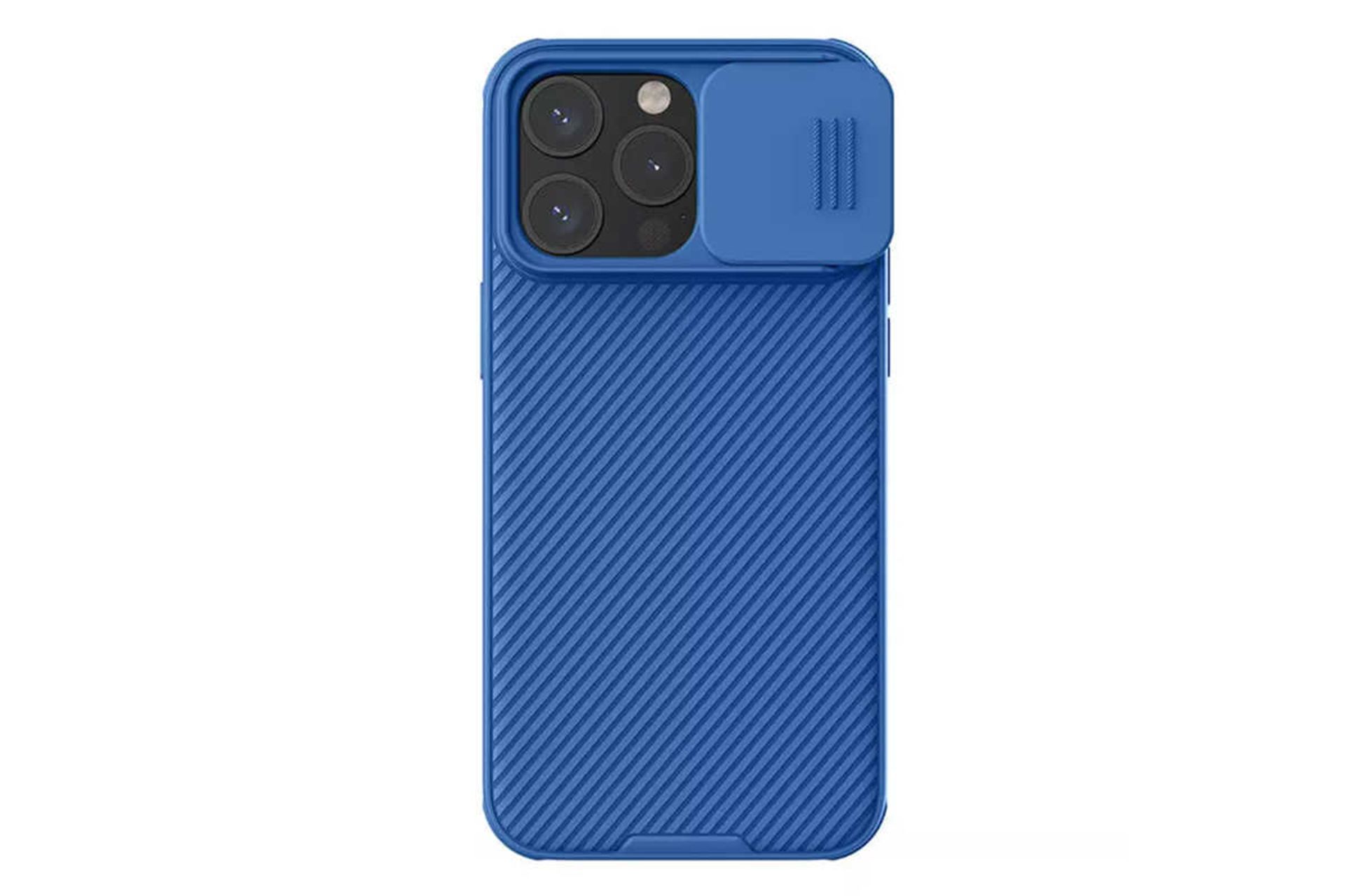 نمای پشت قاب گوشی نیلکین مدل CamShield Pro مناسب اپل iPhone 15 Pro Max / 14 Pro Max رنگ آبی