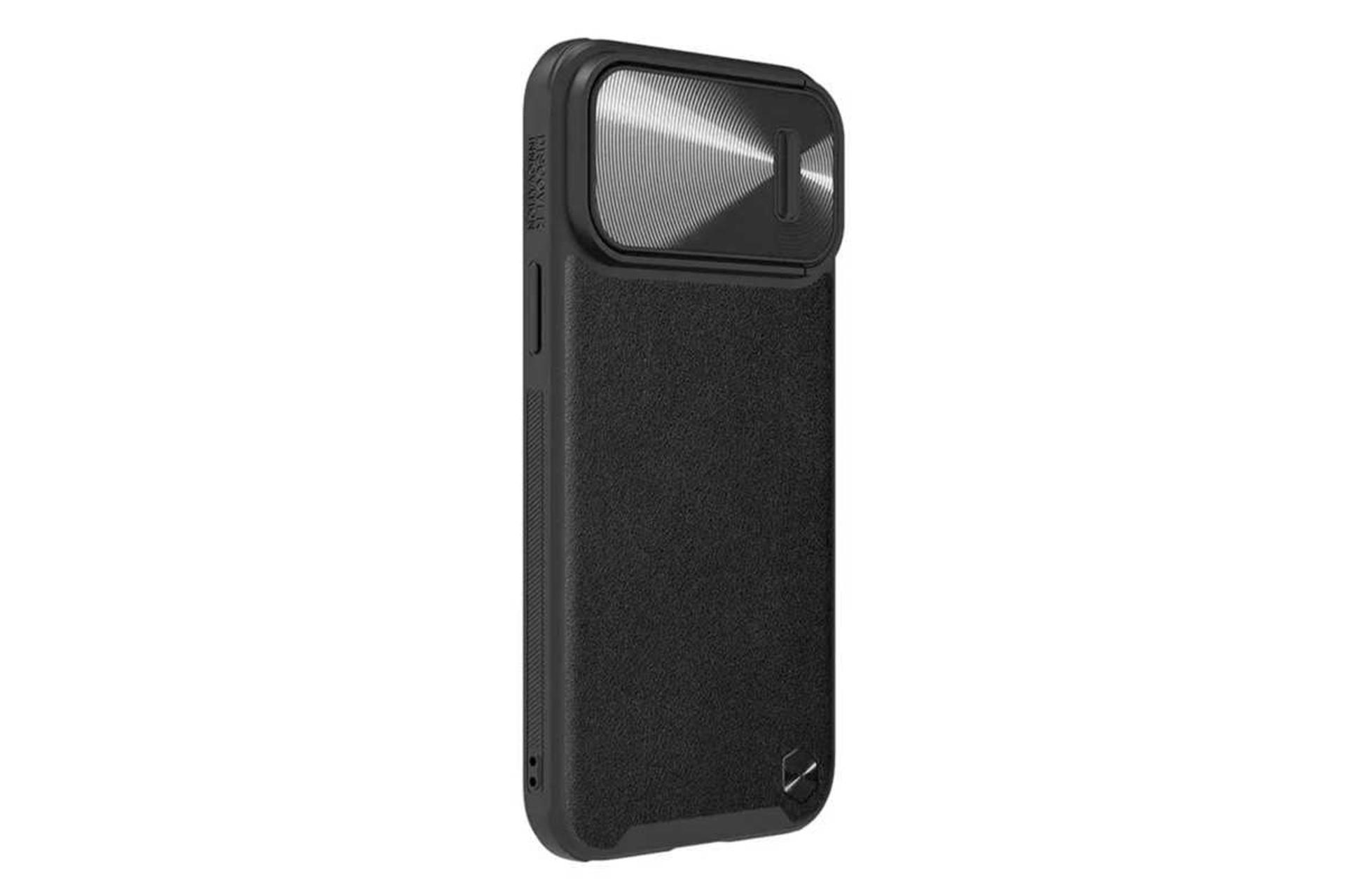 نمای سمت چپ قاب گوشی نیلکین مدل CamShield Leather S مناسب اپل iPhone 14 Pro رنگ مشکی