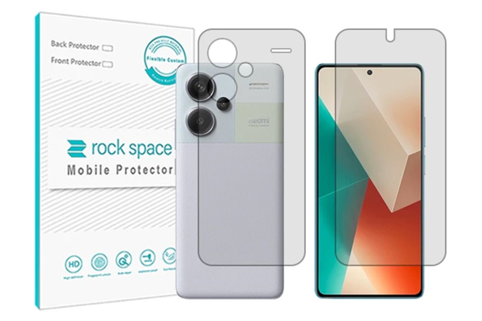 محافظ صفحه نمایش گوشی راک اسپیس مدل HyGEL مناسب شیائومی Redmi Note 13 Pro Plus به همراه محافظ پشت گوشی