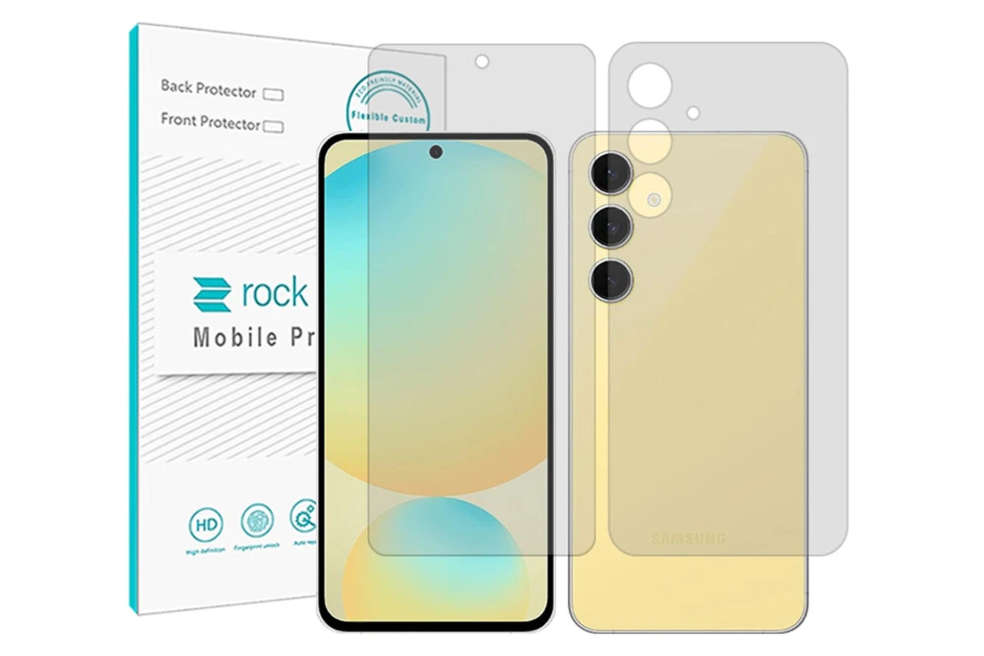 محافظ صفحه نمایش گوشی راک اسپیس مدل Resistant مناسب سامسونگ Galaxy S24 FE به همراه محافظ پشت گوشی