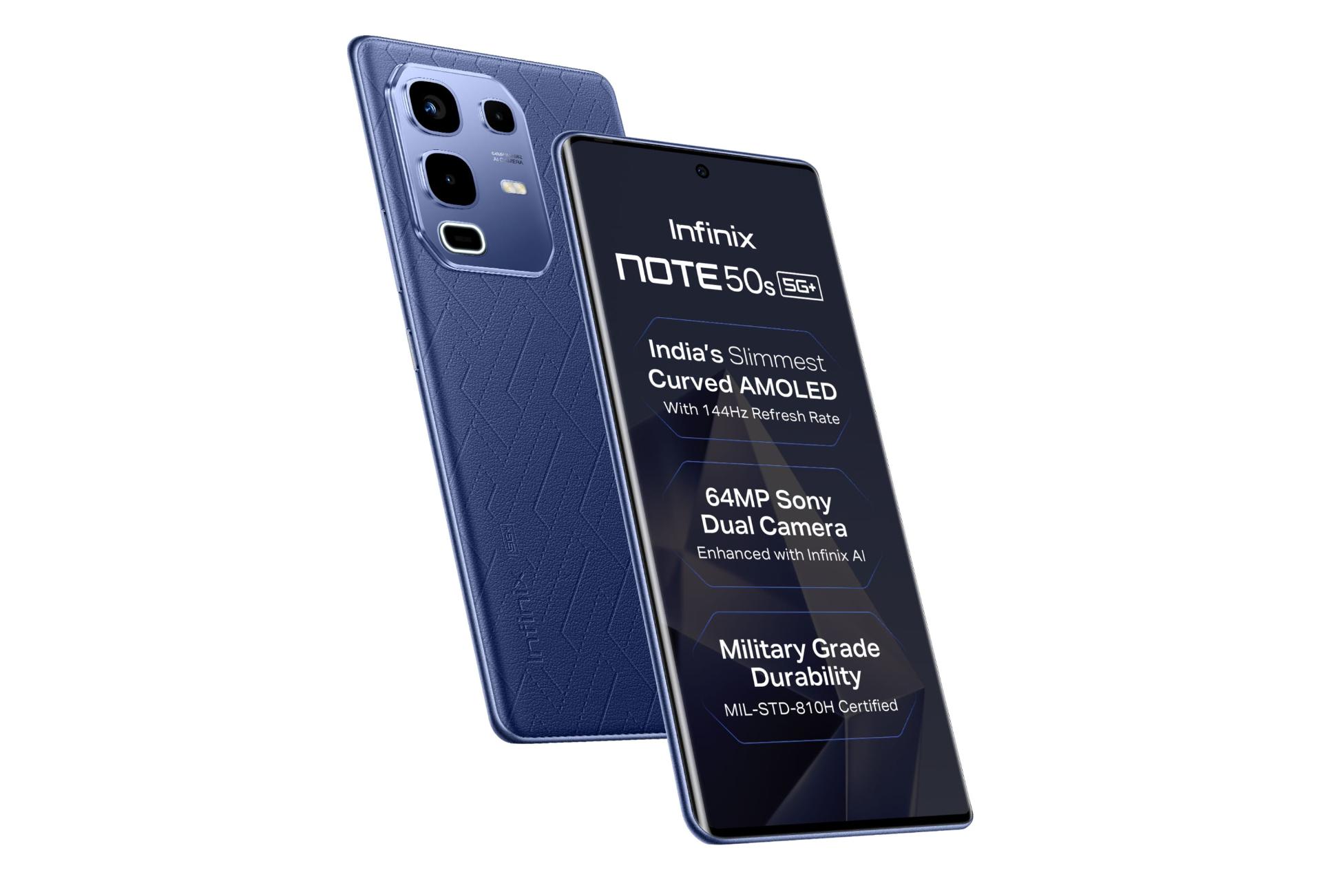 پنل جلو و پشت گوشی موبایل نوت 50s اینفینیکس آبی / Infinix Note 50s