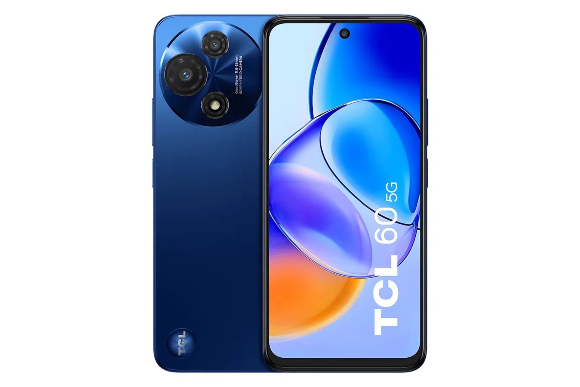 پنل جلو و پشت گوشی موبایل تی سی ال TCL 60 5G آبی