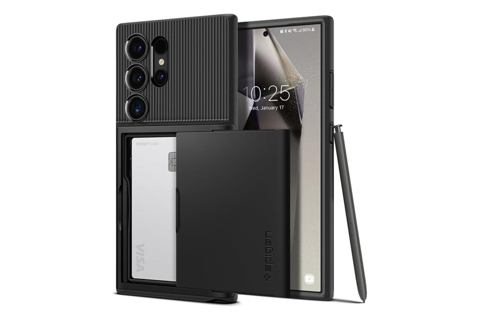 قاب گوشی اسپیگن Spigen Slim Armor CS Samsung Galaxy S24 Ultra نمای پشت و جانبی