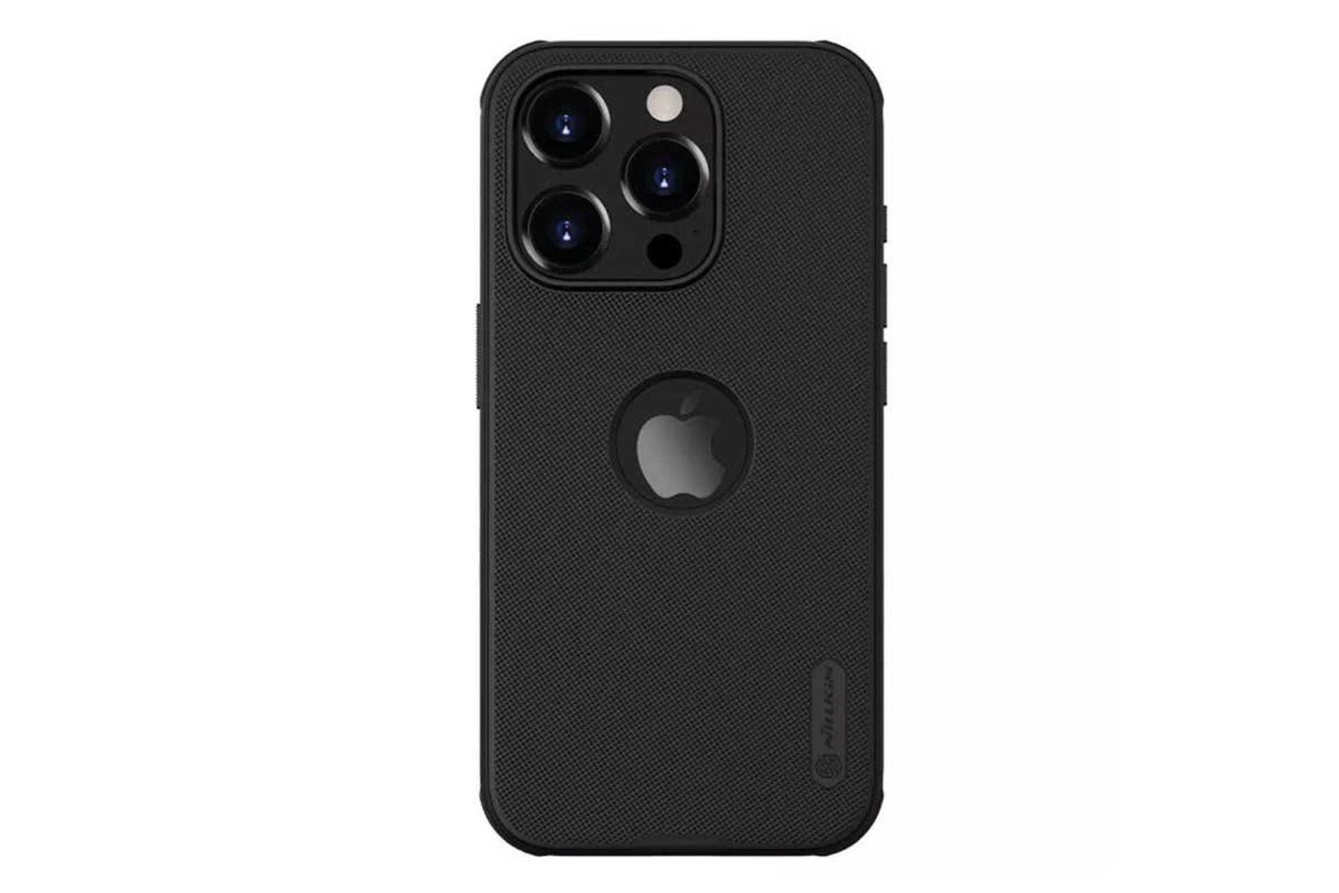نمای پشت قاب گوشی نیلکین مدل Super Frosted Shield Pro Logo CutOut مناسب اپل iPhone 15 Pro Max رنگ مشکی