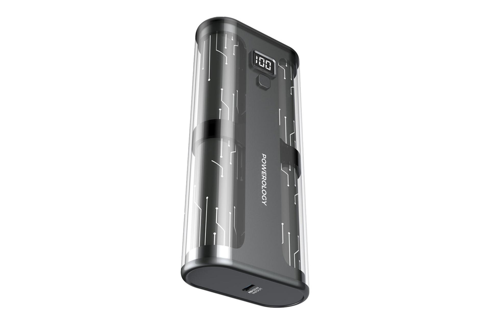 نمای کناری پاور بانک پاورولوجی Powerology Crystalline PPBCHA25 20000mAh