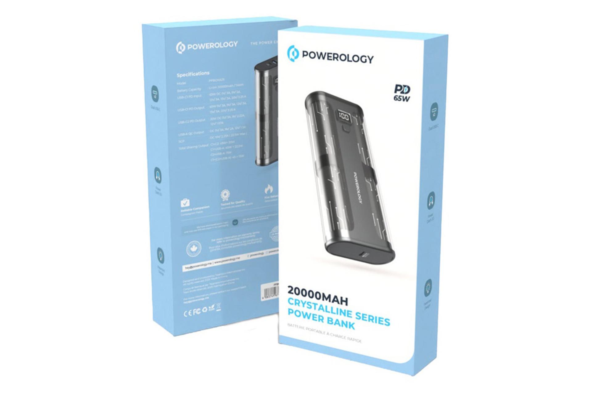 جعبه پاور بانک پاورولوجی Powerology Crystalline PPBCHA25 20000mAh