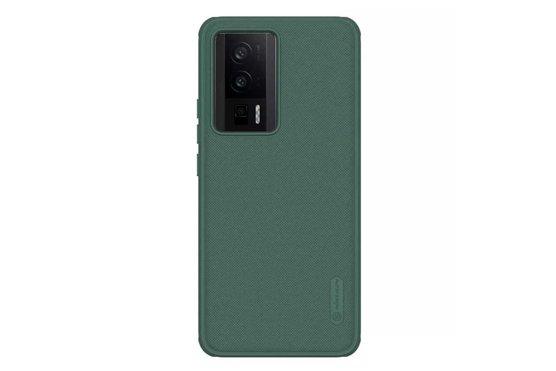 نمای بالای قاب گوشی نیلکین مدل Super Frosted Shield Pro مناسب شیائومی Poco F5 Pro رنگ سبز