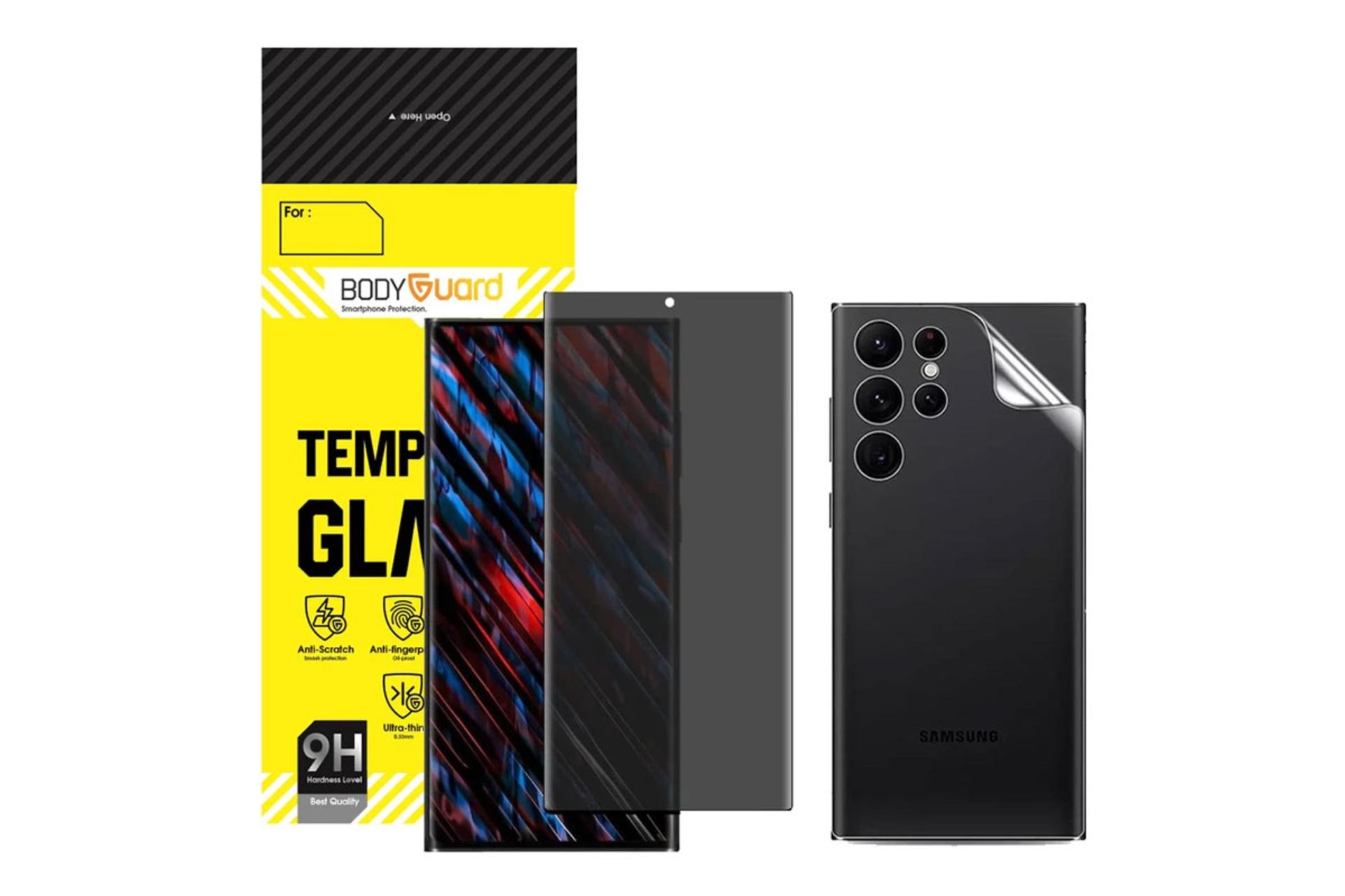 محافظ صفحه نمایش گوشی بادیگارد مدل HydroGel Privacy مناسب سامسونگ Galaxy S23 Ultra به همراه محافظ پشت گوشی