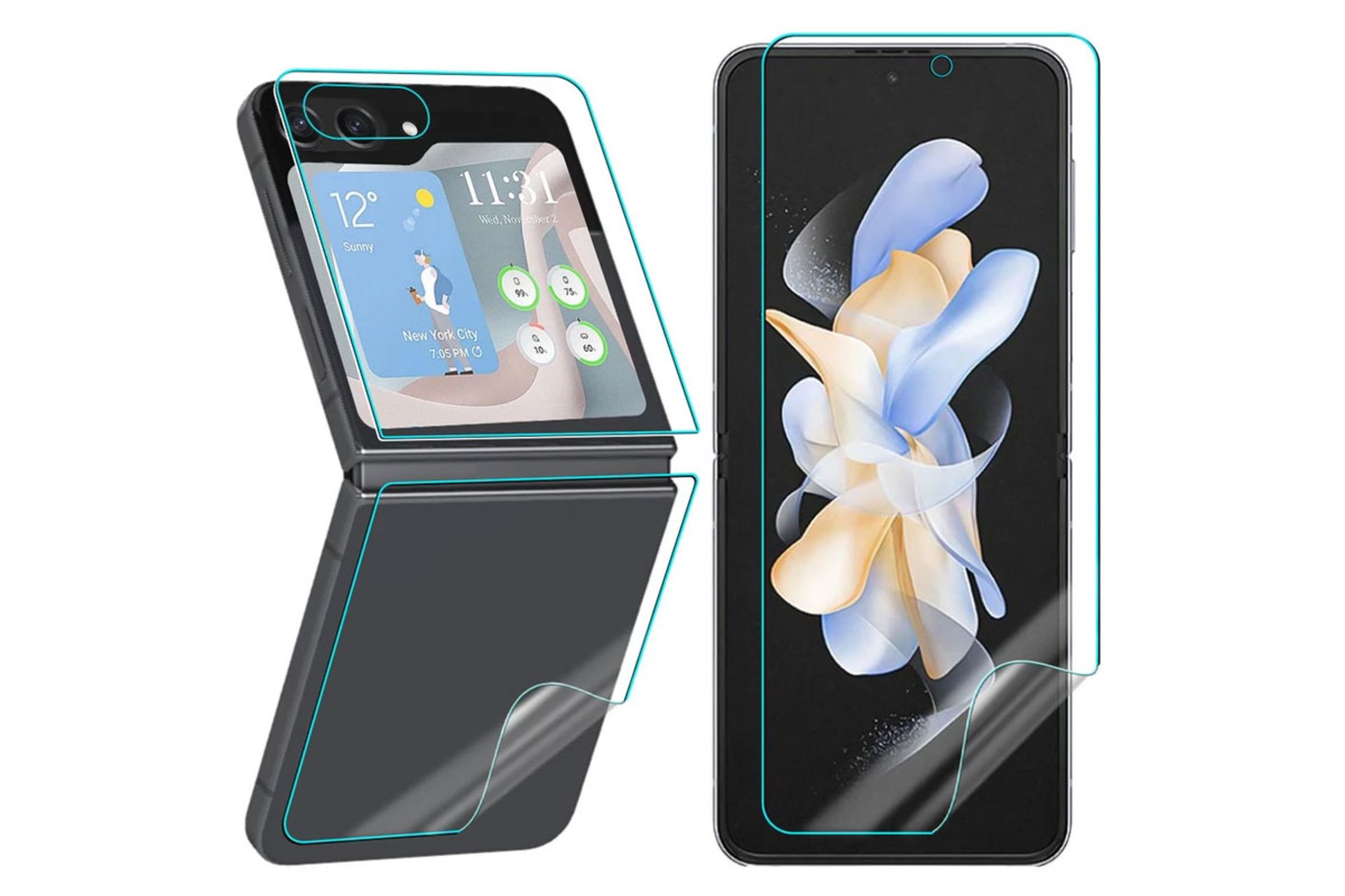 شفافیت محافظ صفحه نمایش گوشی بادیگارد مدل HydroGel مناسب سامسونگ Galaxy Z Flip5 به همراه محافظ پشت گوشی