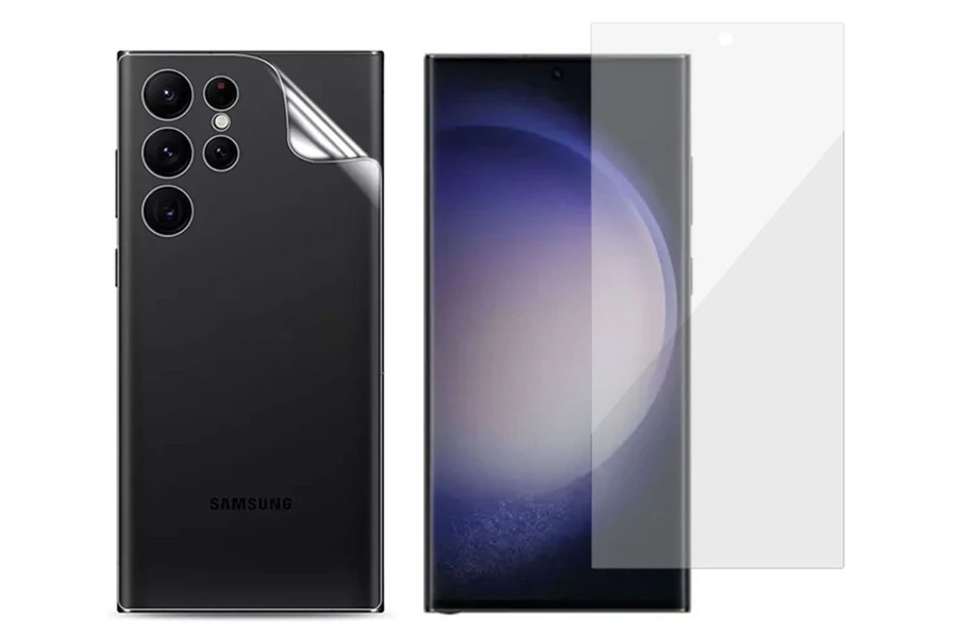 شفافیت محافظ صفحه نمایش گوشی بادیگارد مدل مات HydroGel مناسب سامسونگ Galaxy S23 Ultra به همراه محافظ پشت گوشی