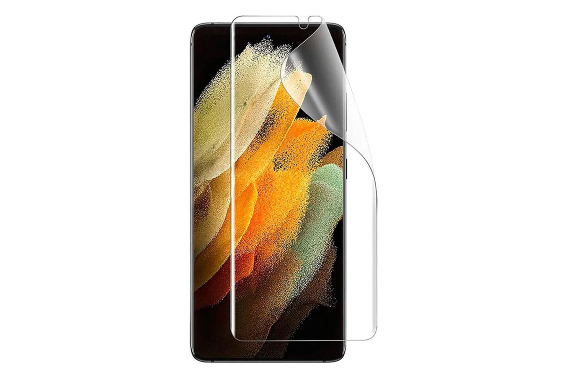 شفافیت محافظ صفحه نمایش گوشی بادیگارد مدل HydroGel مناسب سامسونگ Galaxy S21 Ultra به همراه محافظ پشت گوشی