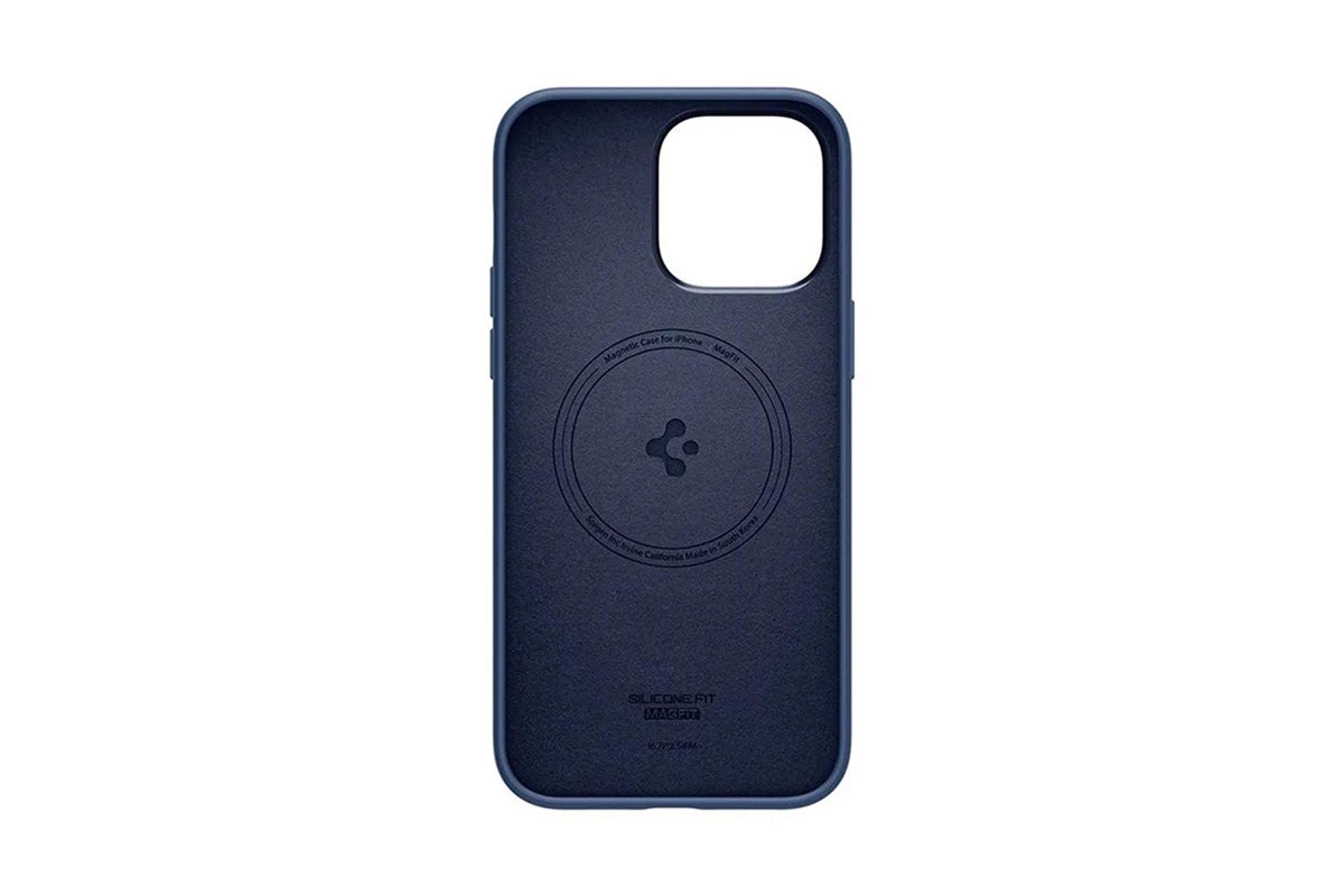 قاب گوشی اسپیگن Spigen Silicone Fit MagFit Apple iPhone 14 Pro Max رنگ آبی نمای داخل
