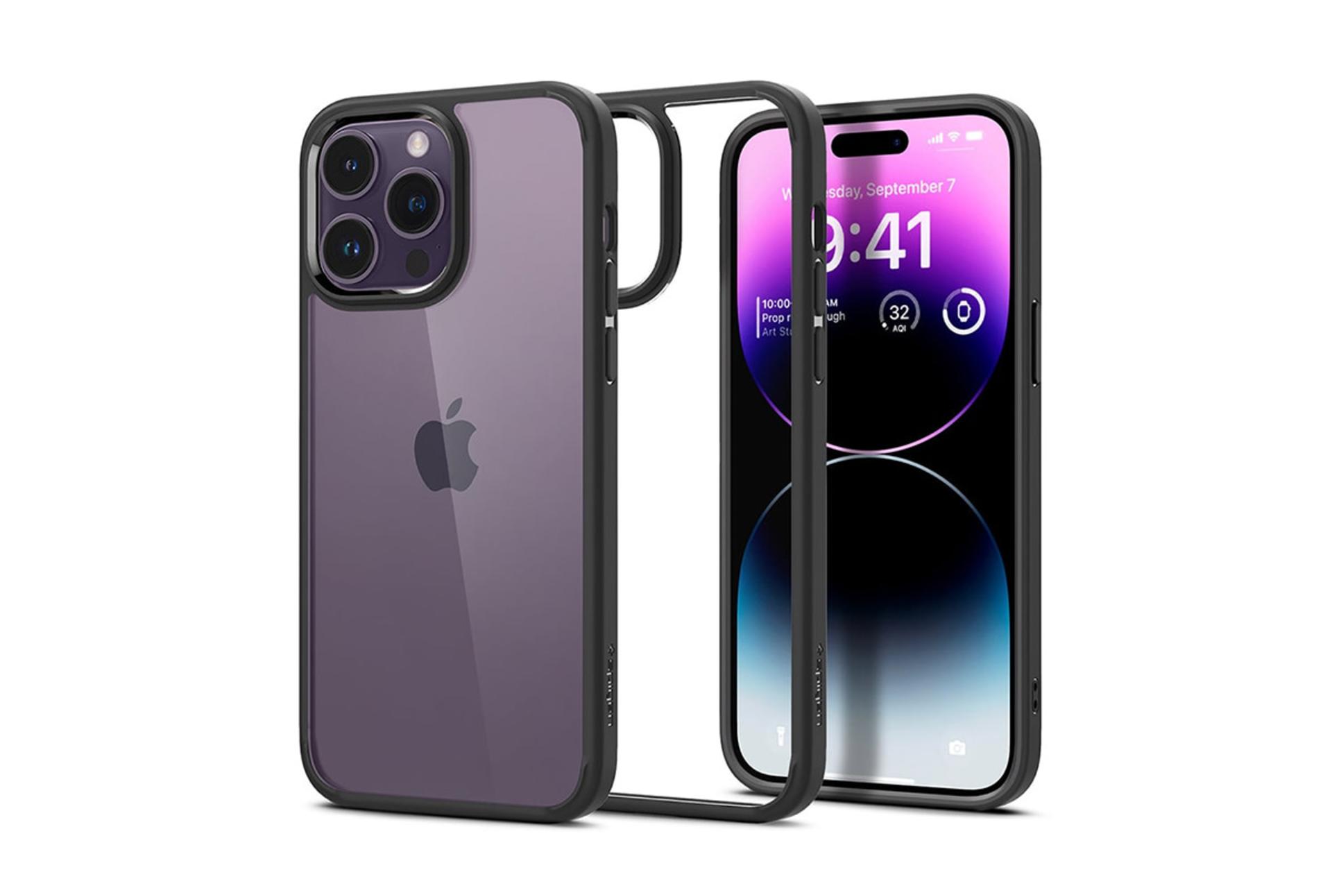 قاب گوشی اسپیگن Spigen Ultra Hybrid Apple iPhone 14 Pro رنگ مشکی روی گوشی