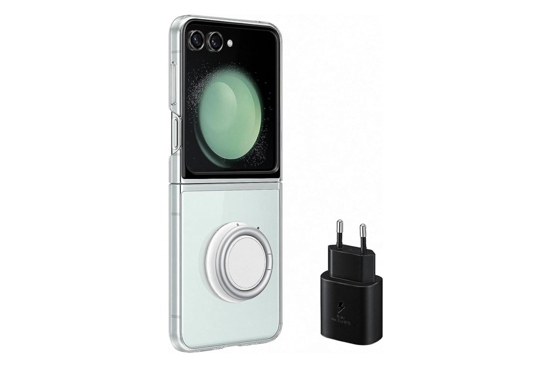 قاب گوشی سامسونگ Samsung Clear Gadget For Samsung Galaxy Z Flip5 به همراه شارژر 25 وات