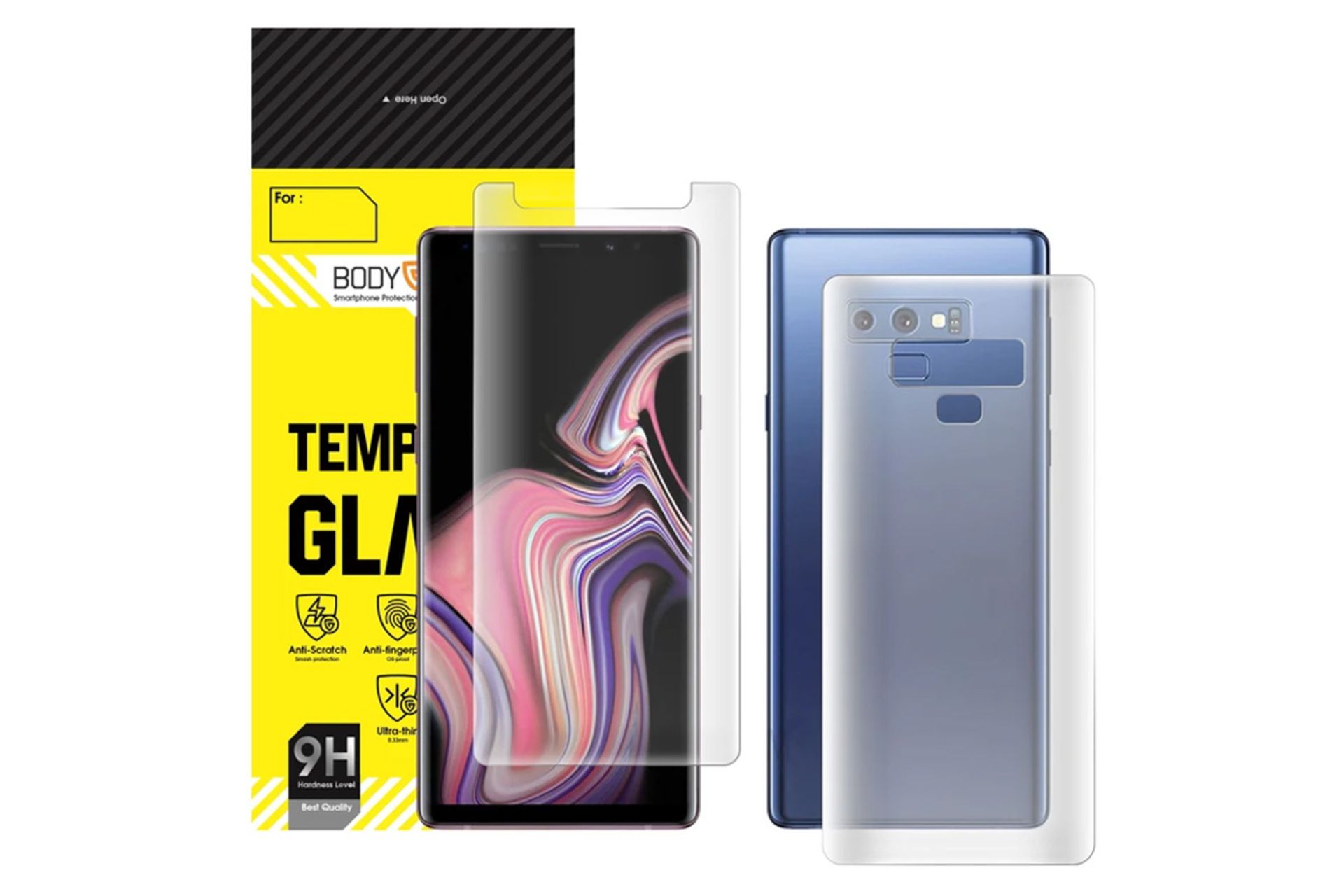 شفافیت محافظ صفحه نمایش گوشی بادیگارد مدل HydroGel مناسب سامسونگ Galaxy Note9 به همراه محافظ پشت گوشی