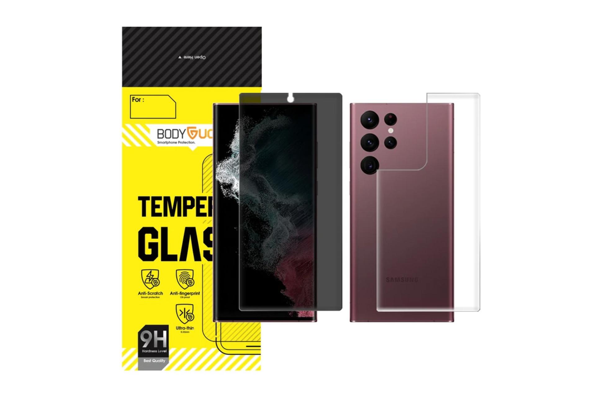 محافظ صفحه نمایش گوشی بادیگارد مدل حریم شخصی HydroGel مناسب سامسونگ Galaxy S22 Ultra به همراه محافظ پشت گوشی