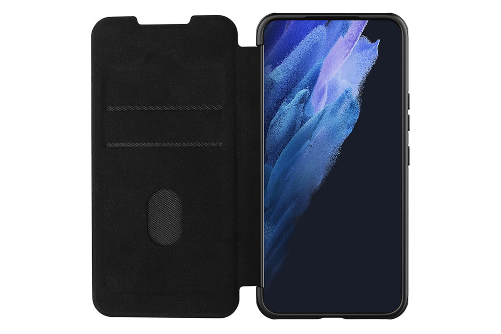 قاب گوشی نیلکین Nillkin Qin Pro Leather Samsung Galaxy S22 Plus نمای داخل روی گوشی