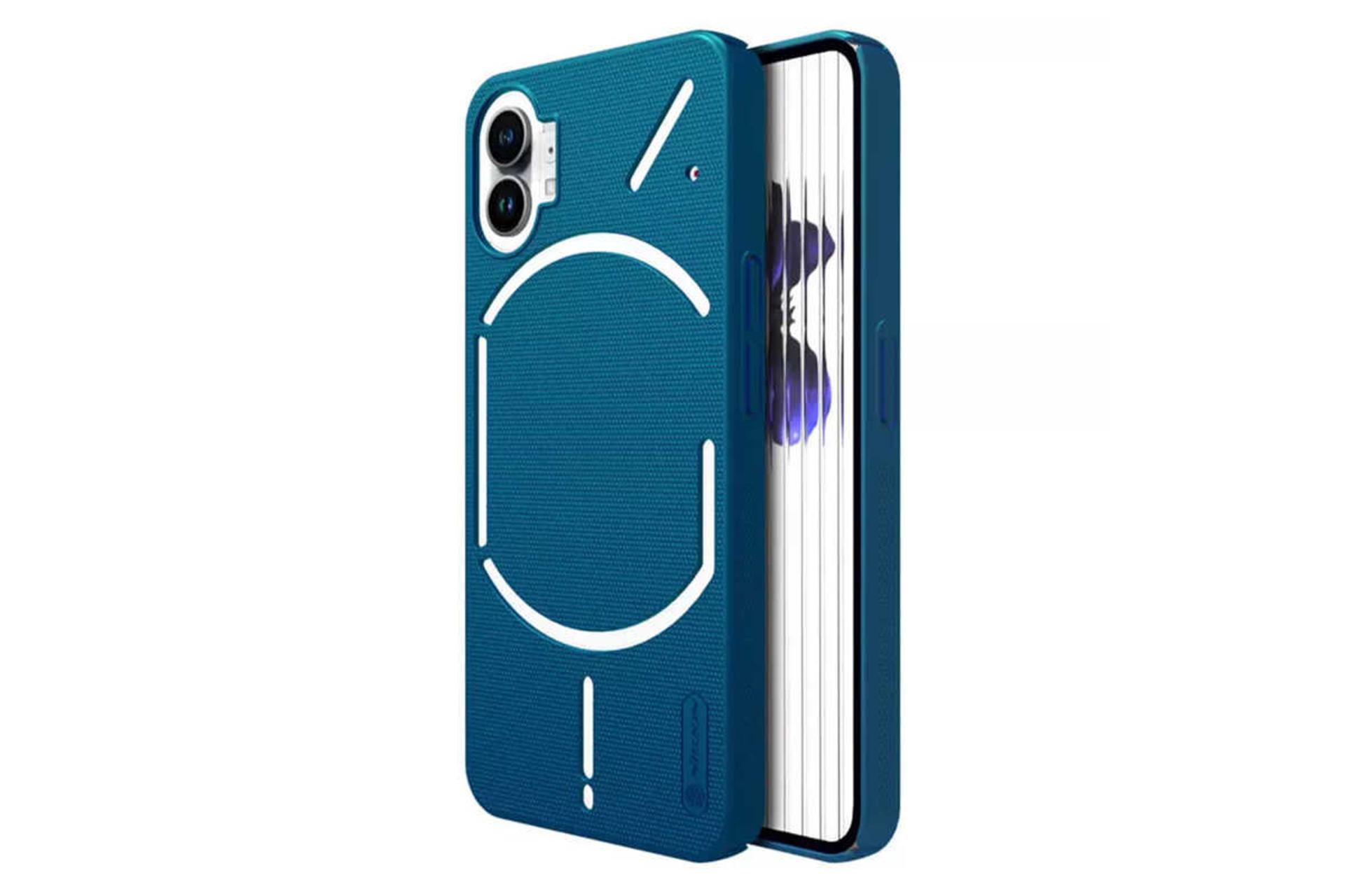 نمای پشت قاب گوشی نیلکین مدل Super Frosted Shield مناسب ناتینگ Phone 1 رنگ آبی