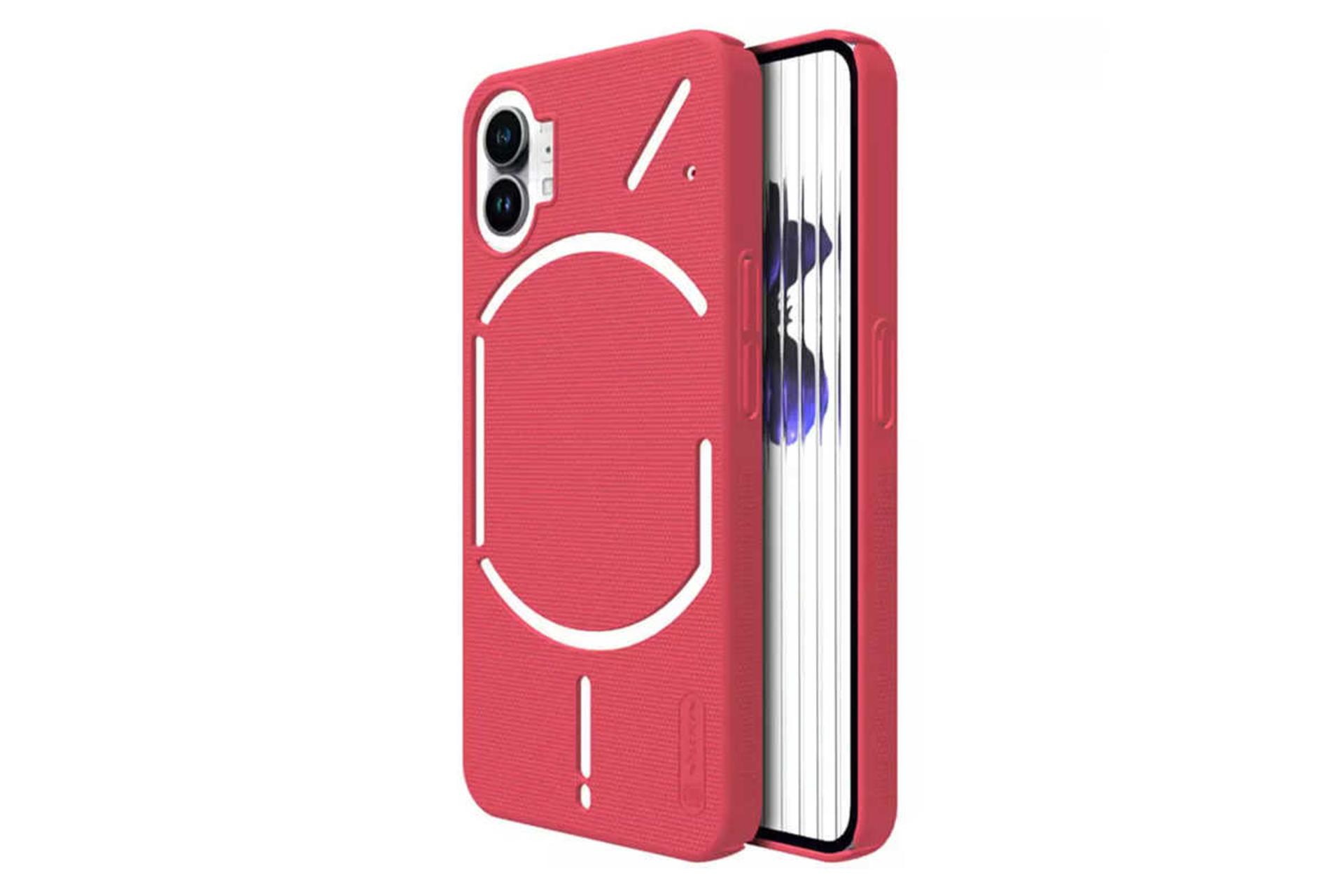 نمای پشت قاب گوشی نیلکین مدل Super Frosted Shield مناسب ناتینگ Phone 1 رنگ قرمز