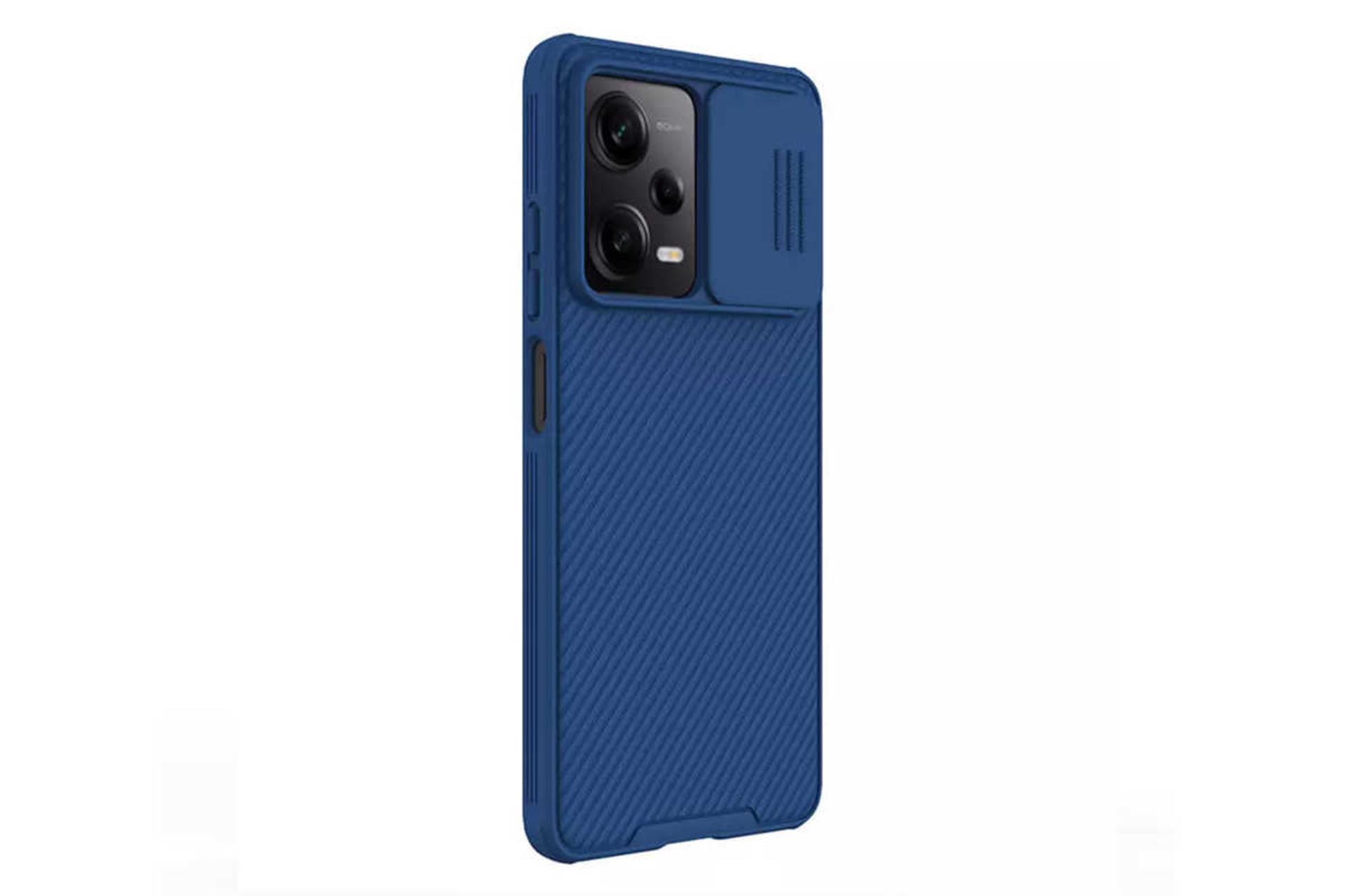 نمای سمت چپ قاب گوشی نیلکین مدل CamShield Pro مناسب شیائومی Redmi Note 12 Pro / Poco X5 Pro رنگ آبی