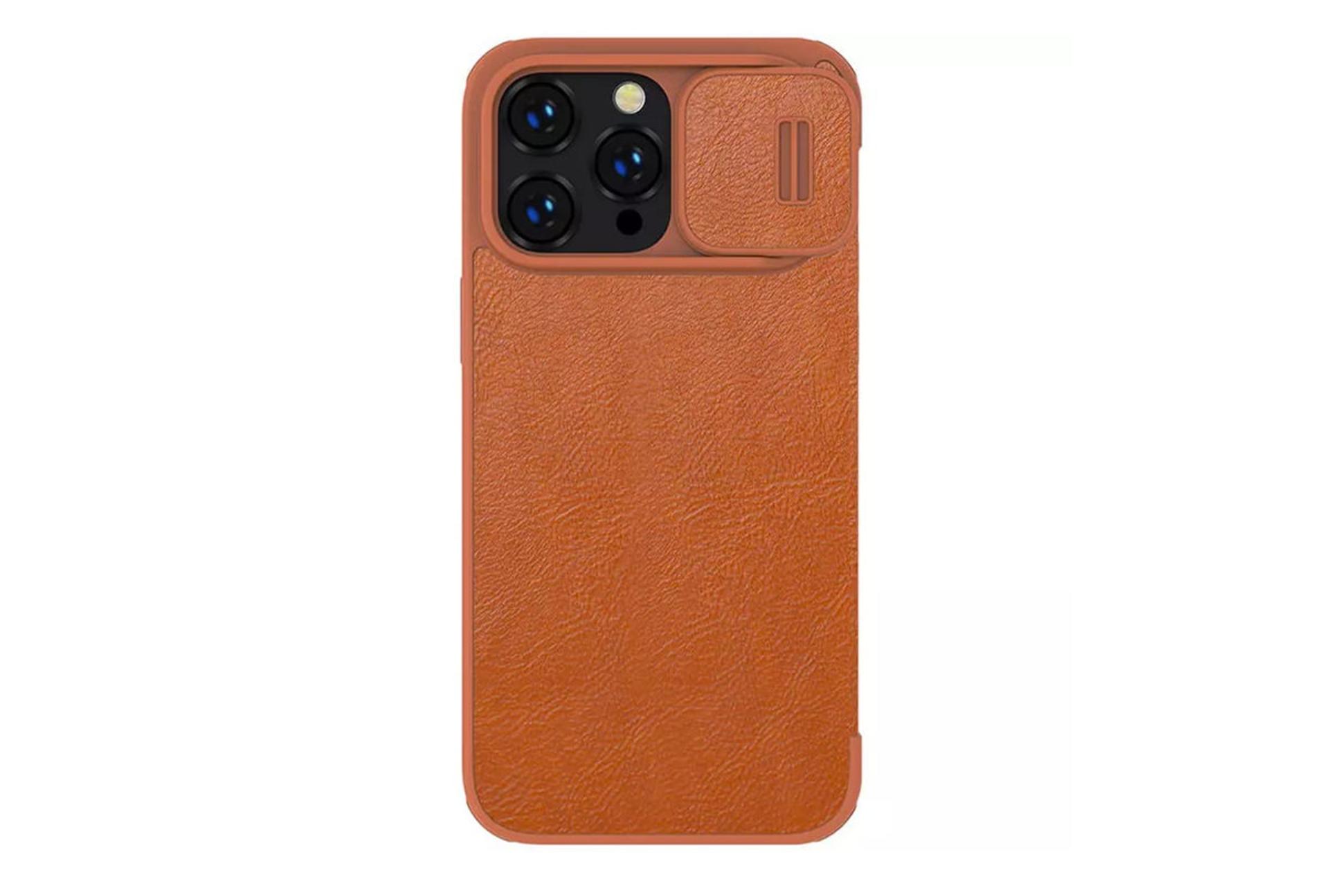 قاب گوشی نیلکین Nillkin Qin Pro Leather Apple iPhone 14 Pro Max رنگ قهوه ای نمای پشت
