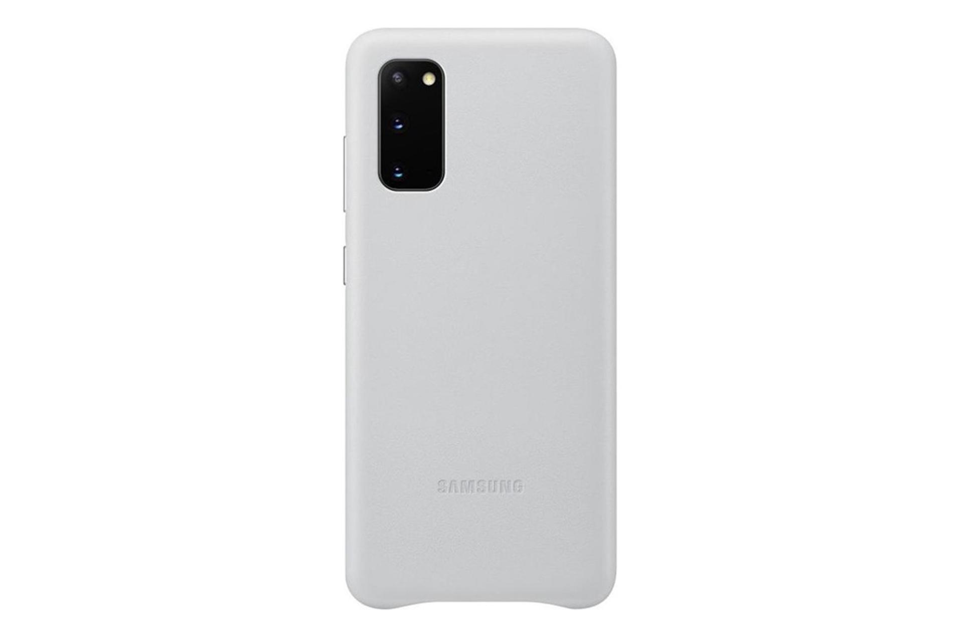 قاب گوشی سامسونگ Samsung Leather Cover For Samsung Galaxy S20 رنگ سفید نمای پشت