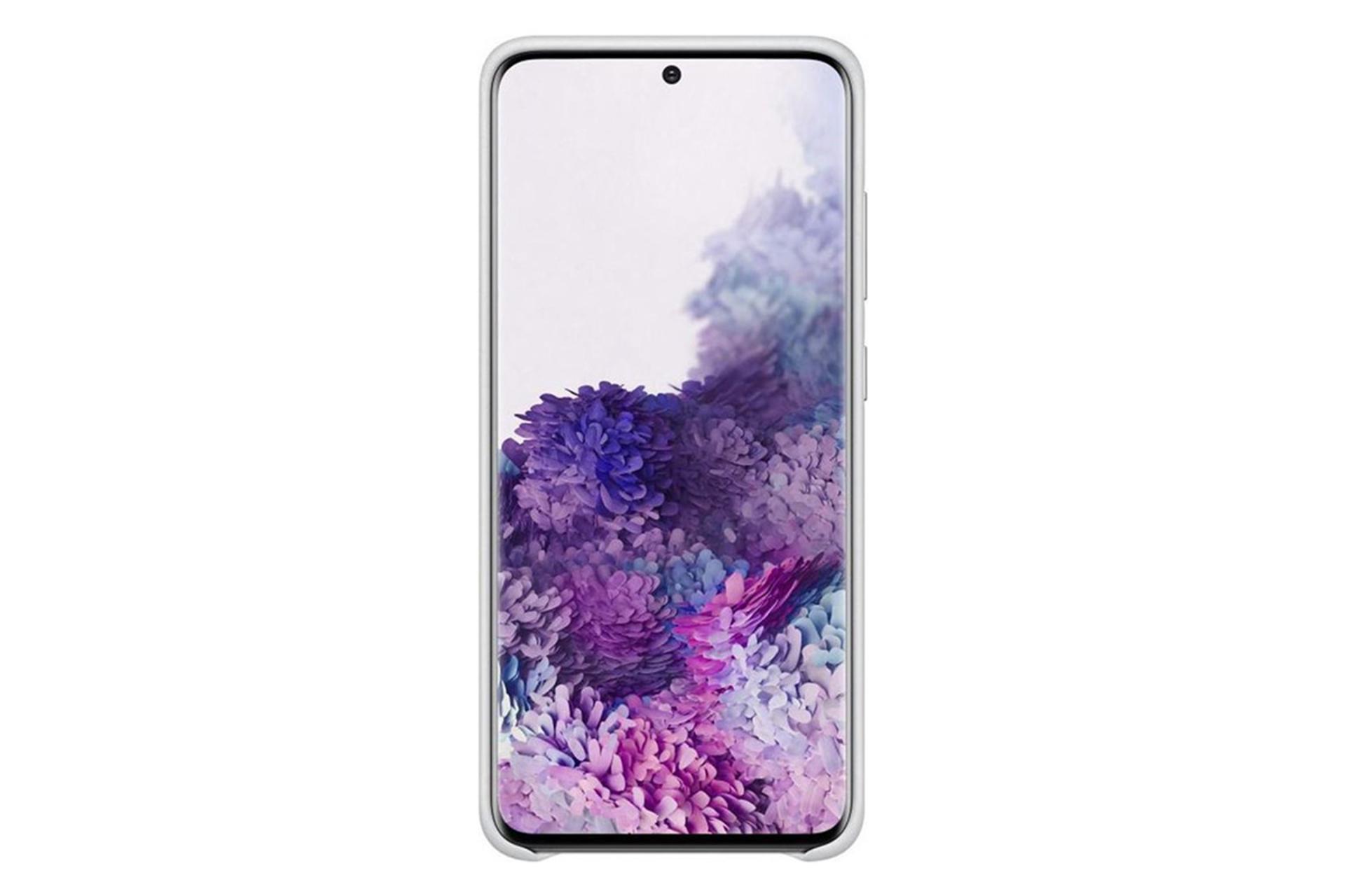 قاب گوشی سامسونگ Samsung Leather Cover For Samsung Galaxy S20 رنگ سفید نمای جلو روی گوشی