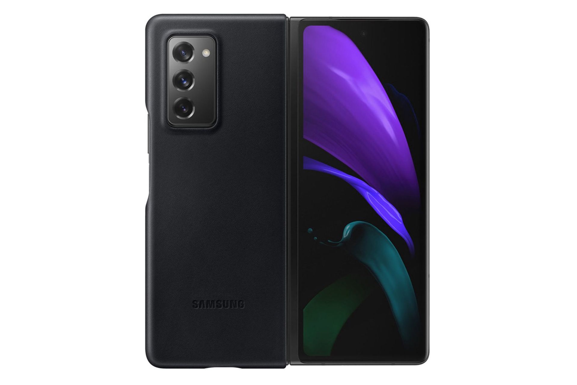 قاب گوشی سامسونگ Samsung Leather Cover For Samsung Galaxy Z Fold2 نمای پشت رنگ مشکی