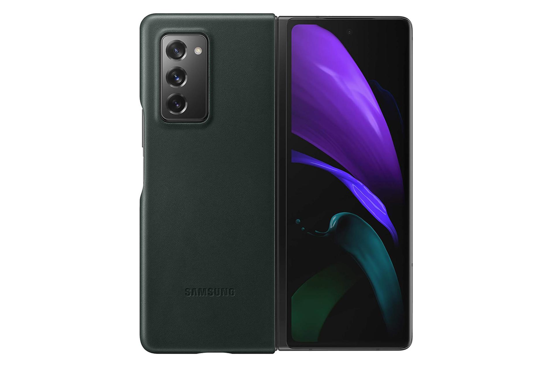 قاب گوشی سامسونگ Samsung Leather Cover For Samsung Galaxy Z Fold2 نمای پشت رنگ سبز