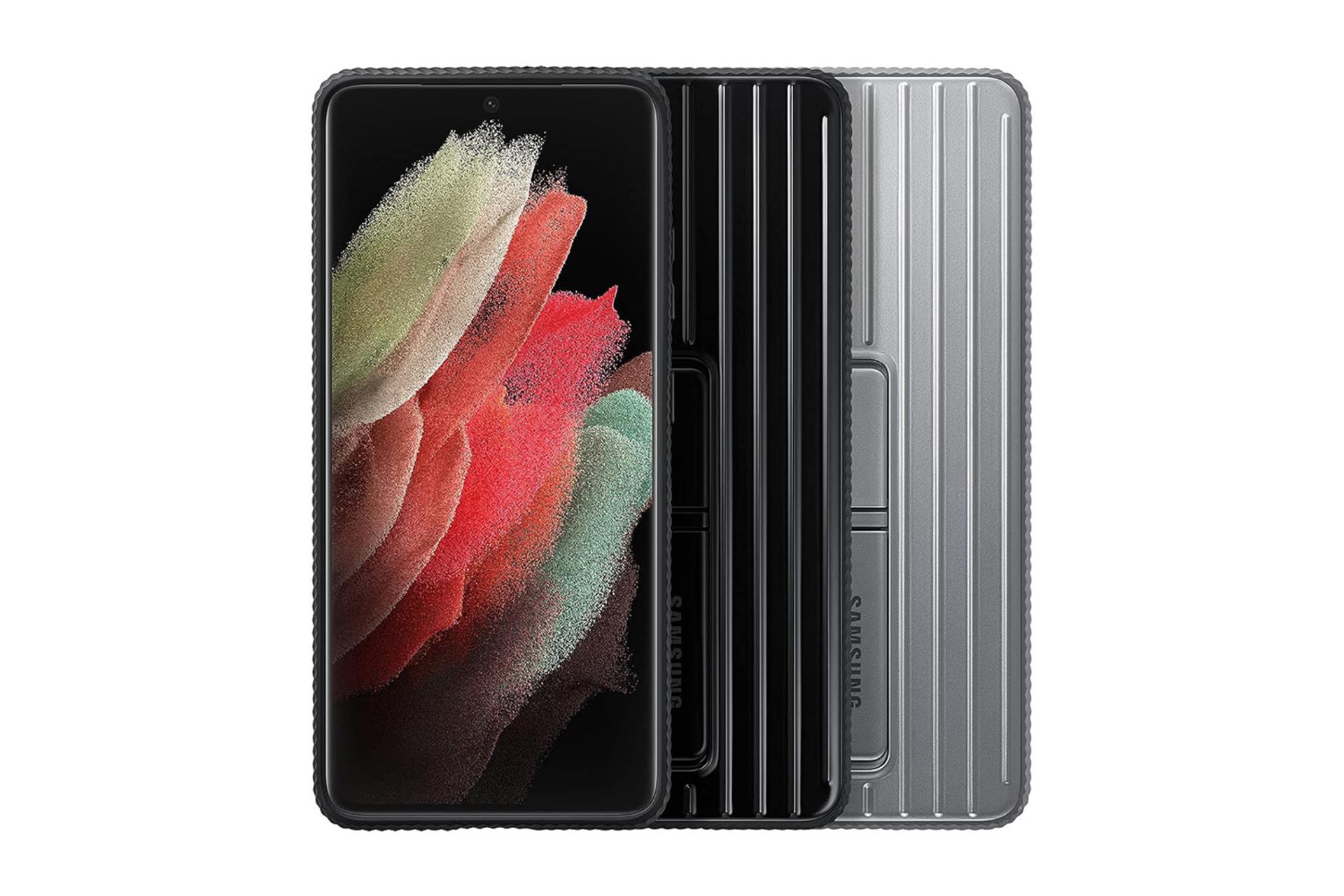 قاب گوشی سامسونگ Samsung Protective Standing For Samsung Galaxy S21 Ultra 5G رنگ مشکی و نقره ای