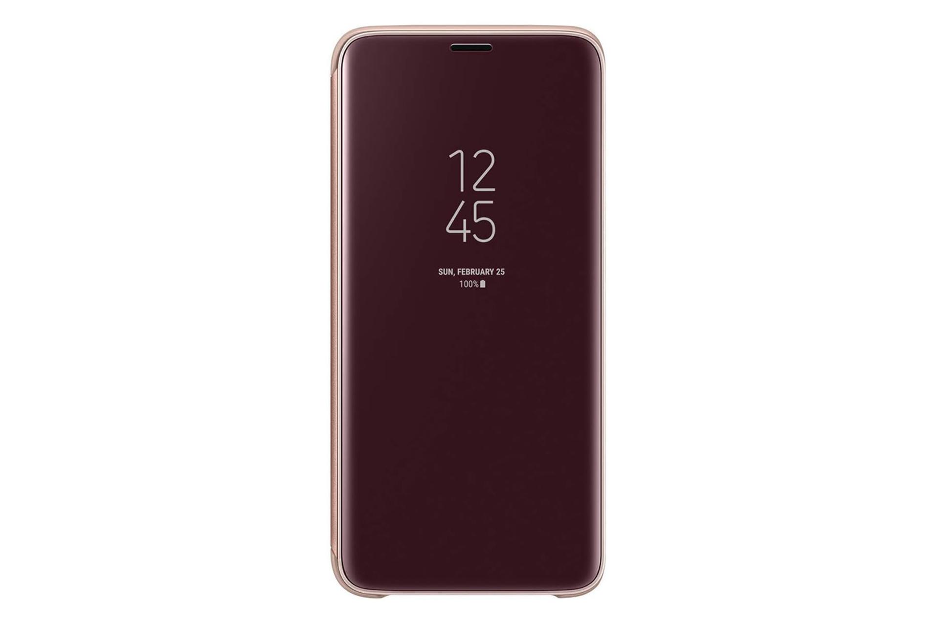 قاب گوشی سامسونگ Samsung Clear View Standing For Samsung Galaxy S9 رنگ قهوه ای نمای جلو