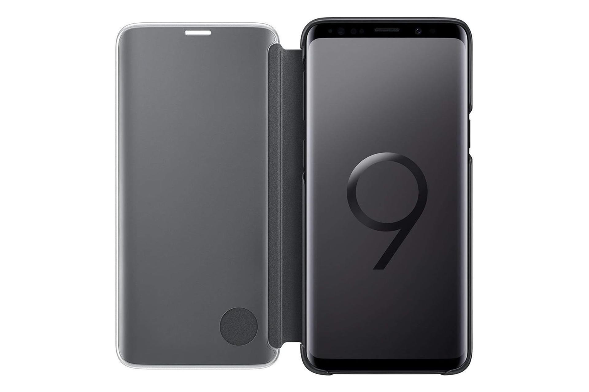 قاب گوشی سامسونگ Samsung Clear View Standing For Samsung Galaxy S9 رنگ مشکی نمای داخل روی گوشی