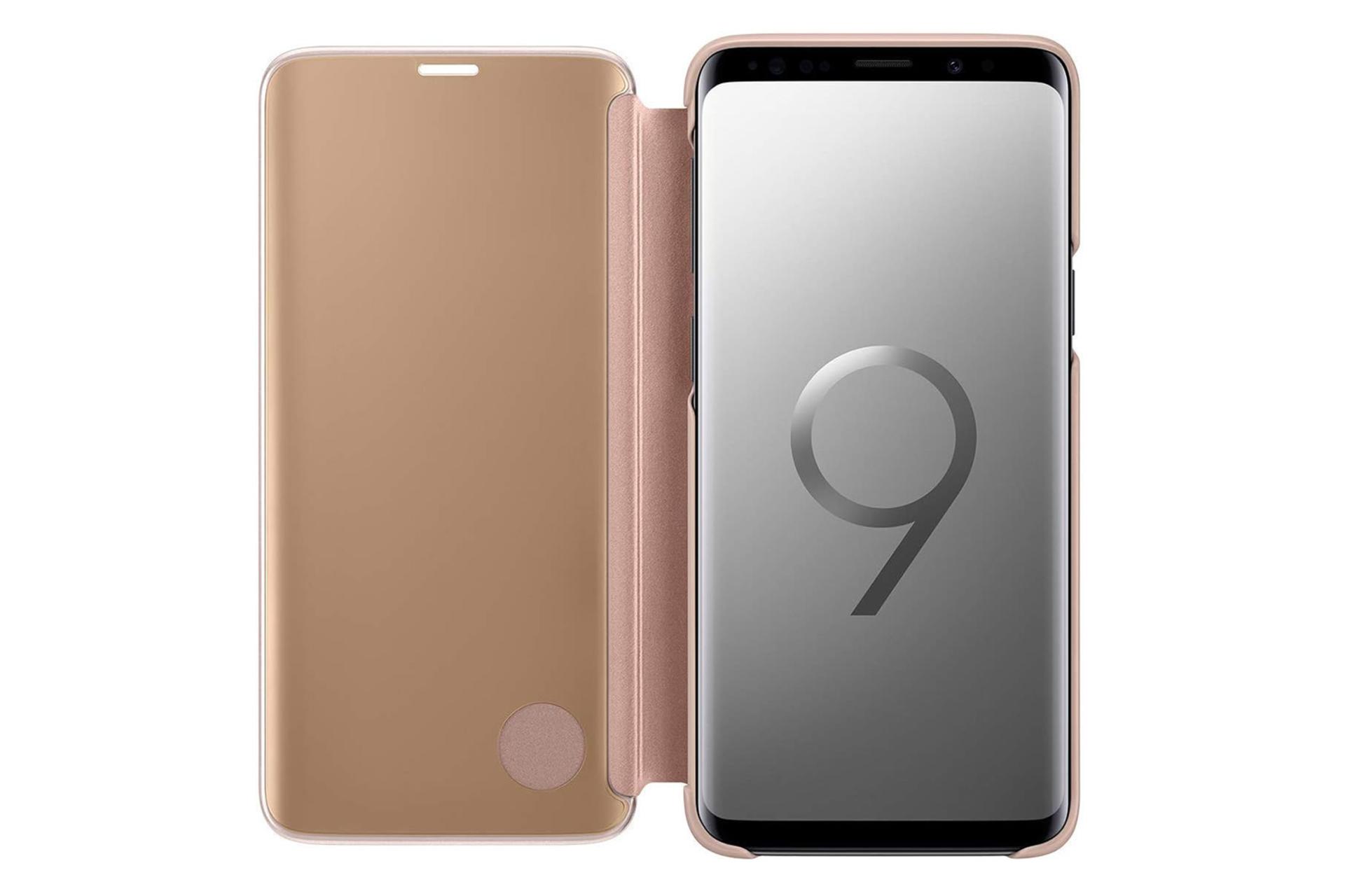 قاب گوشی سامسونگ Samsung Clear View Standing For Samsung Galaxy S9 رنگ قهوه ای نمای داخل روی گوشی