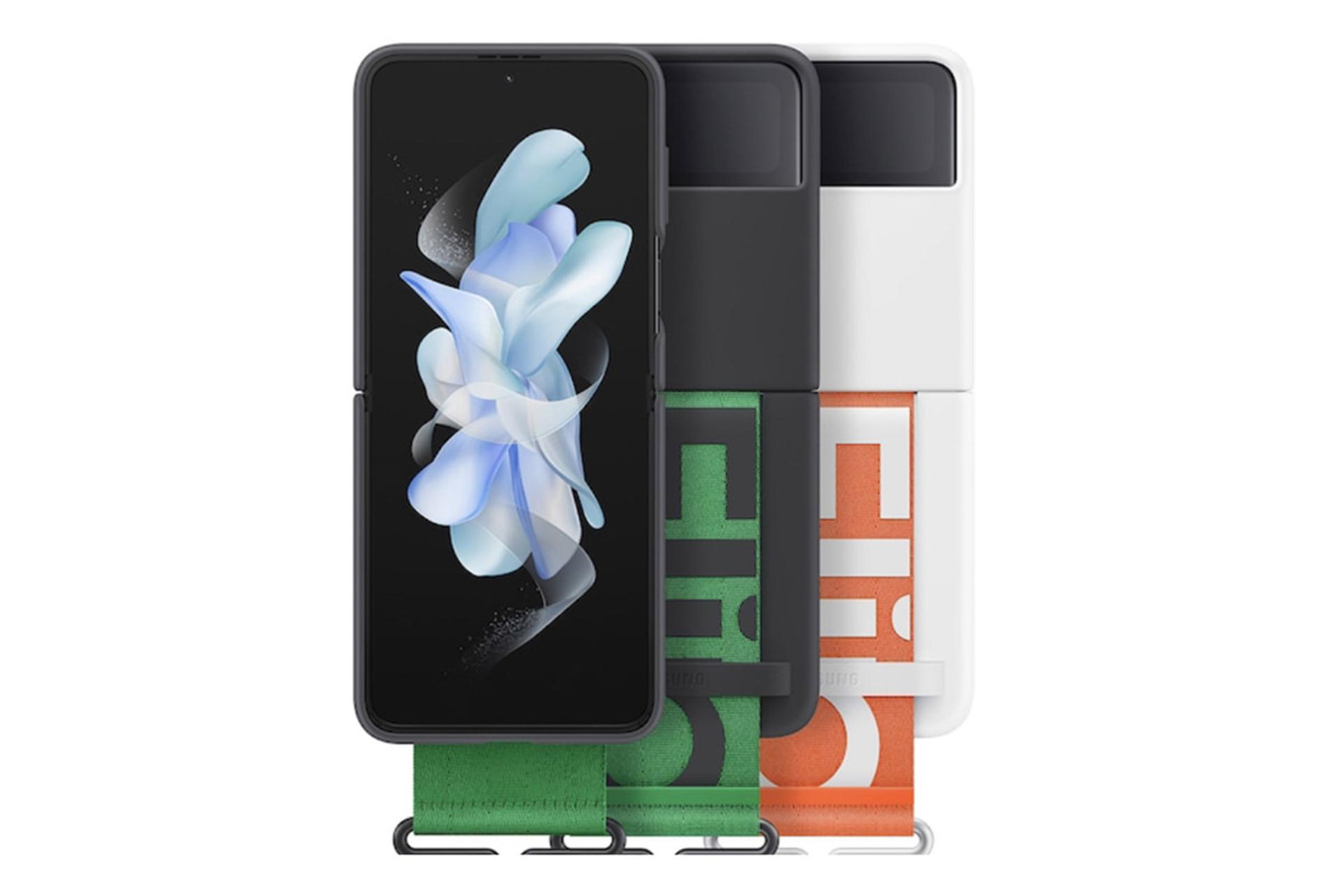 قاب گوشی سامسونگ Samsung Silicone For Samsung Galaxy Z Flip4 رنگ سفید و مشکی