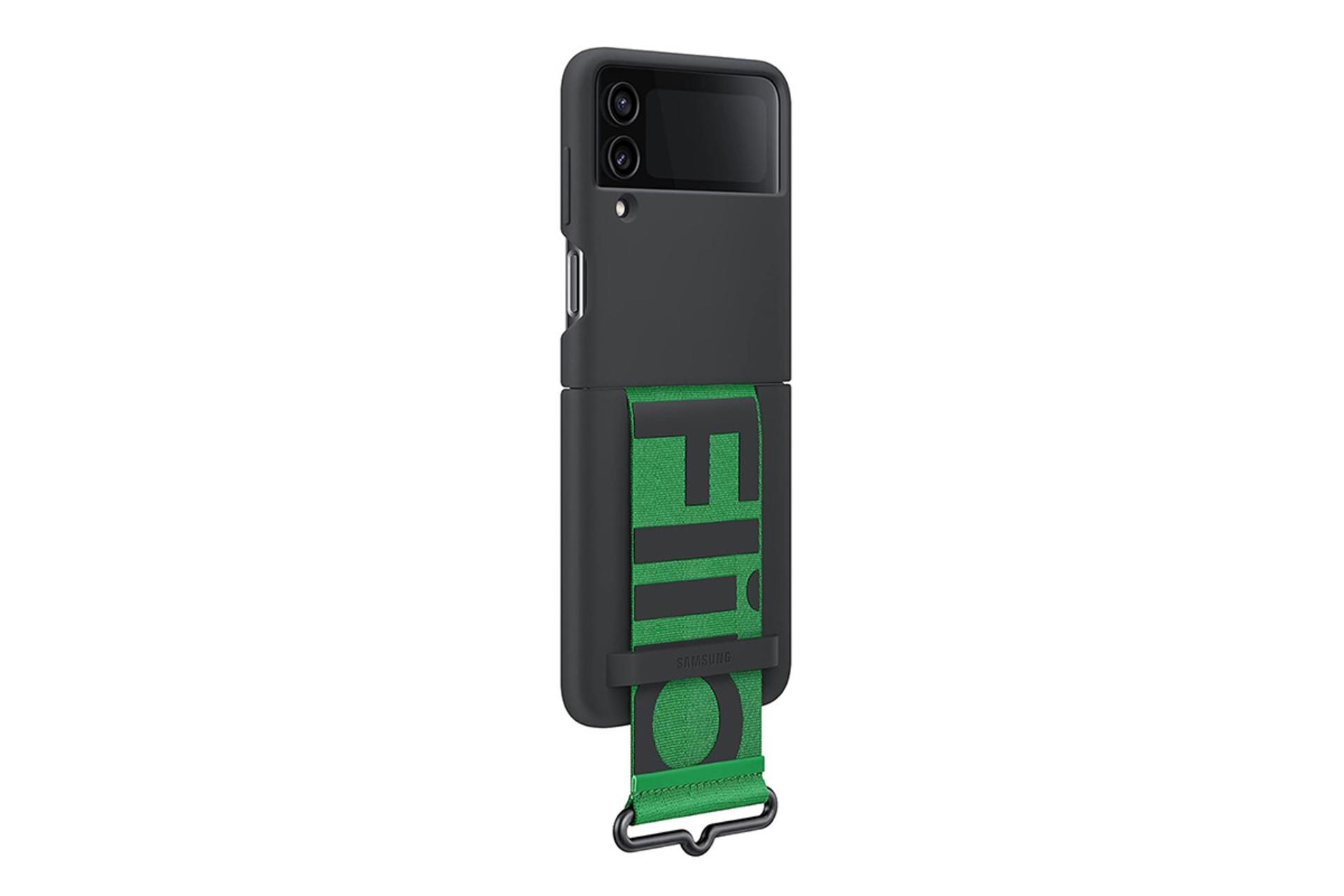 قاب گوشی سامسونگ Samsung Silicone For Samsung Galaxy Z Flip3 رنگ مشکی نمای پشت و جانبی
