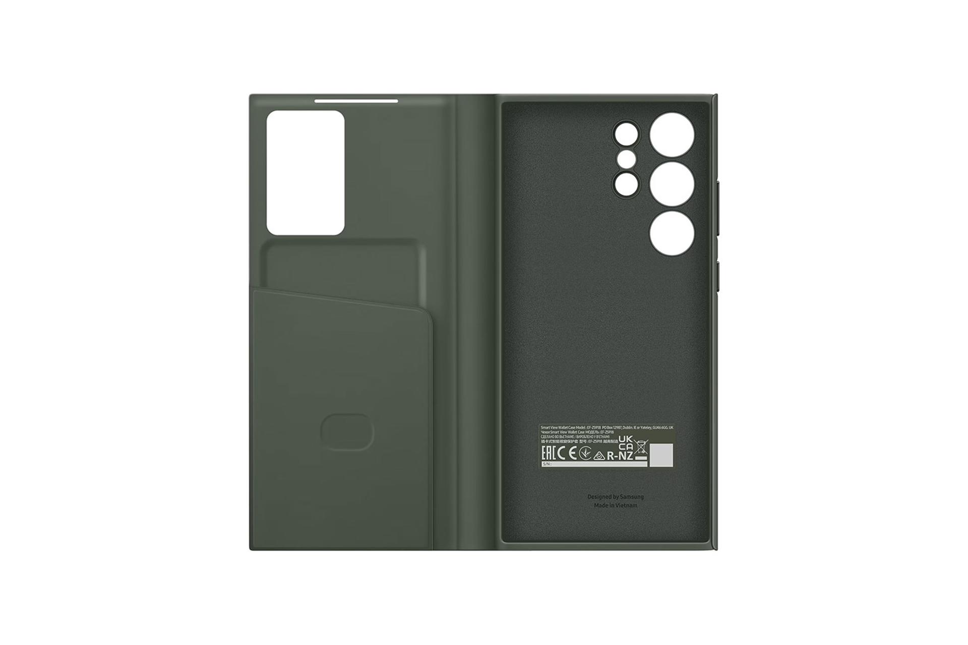 قاب گوشی سامسونگ Samsung Smart View Wallet For Samsung Galaxy S23 Ultra رنگ سبز نمای داخل
