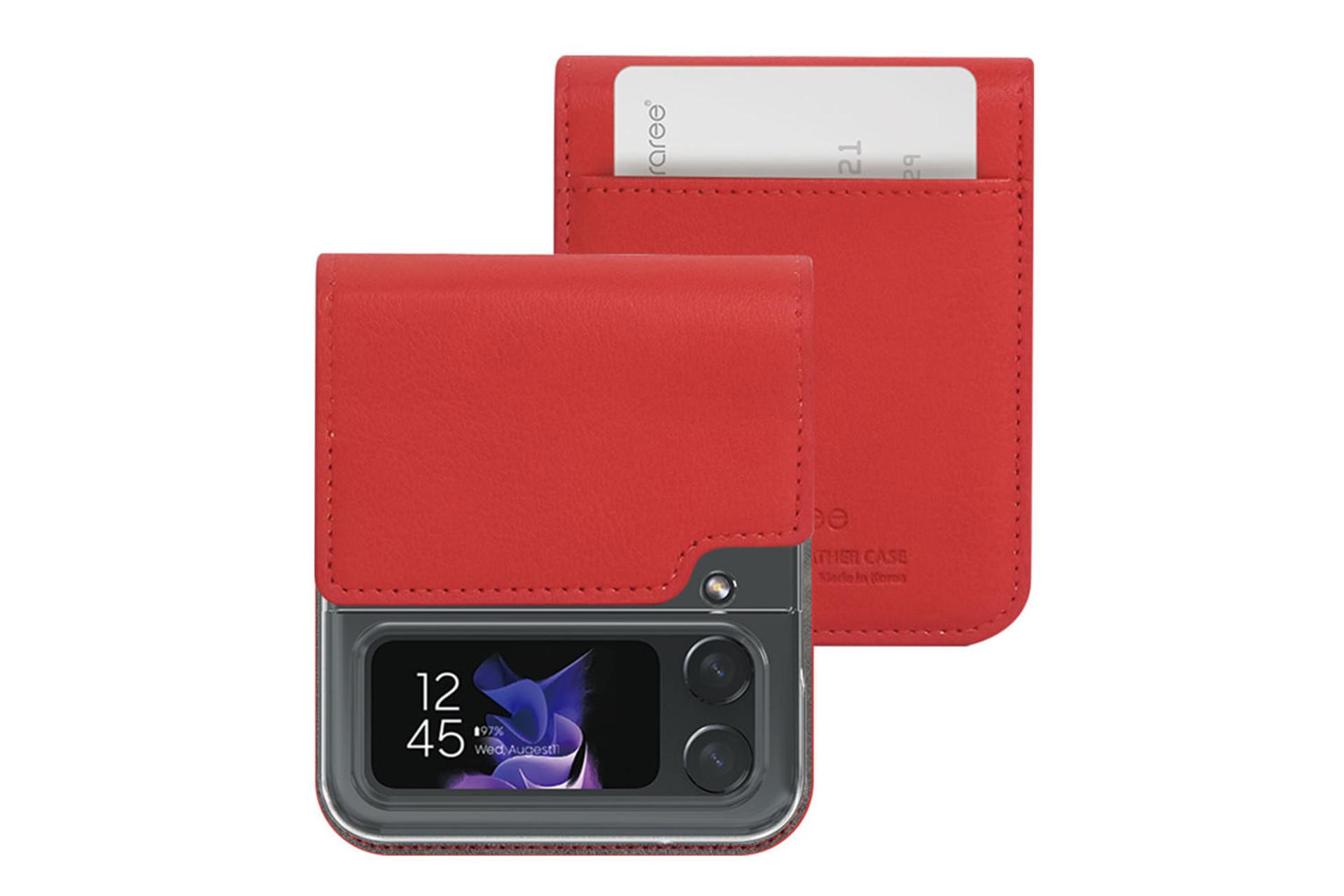 قاب گوشی آراری Araree Mustang Diary For Samsung Galaxy Z Flip4 رنگ قرمز