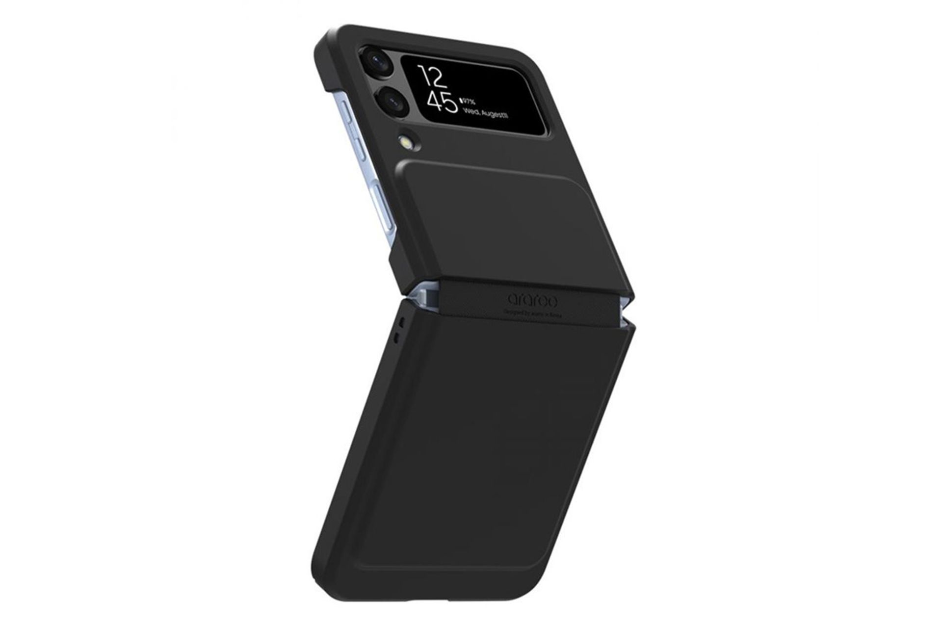 قاب گوشی نمای آراری Araree Aero Flex For Samsung Galaxy Z Flip4 رنگ مشکی نمای پشت و جانبی