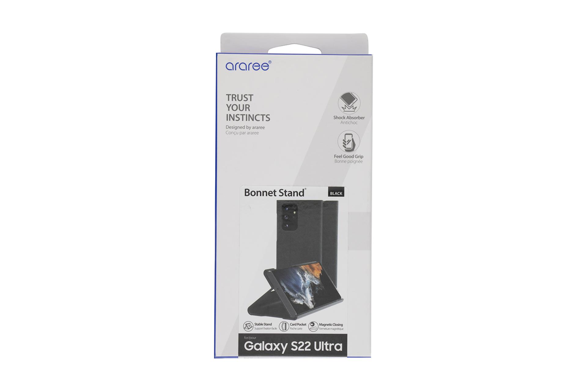 قاب گوشی آراری Araree Bonnet Stand For Samsung Galaxy S22 Ultra جعبه و بسته بندی