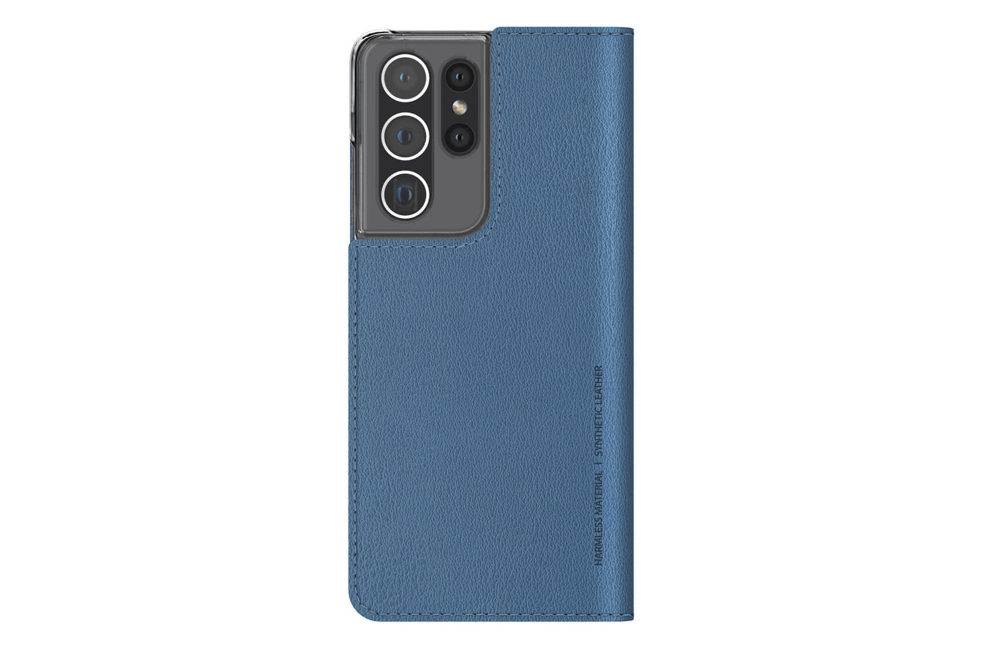 قاب گوشی آراری Araree Mustang Diary For Samsung Galaxy S21 Ultra نمای پشت رنگ آبی