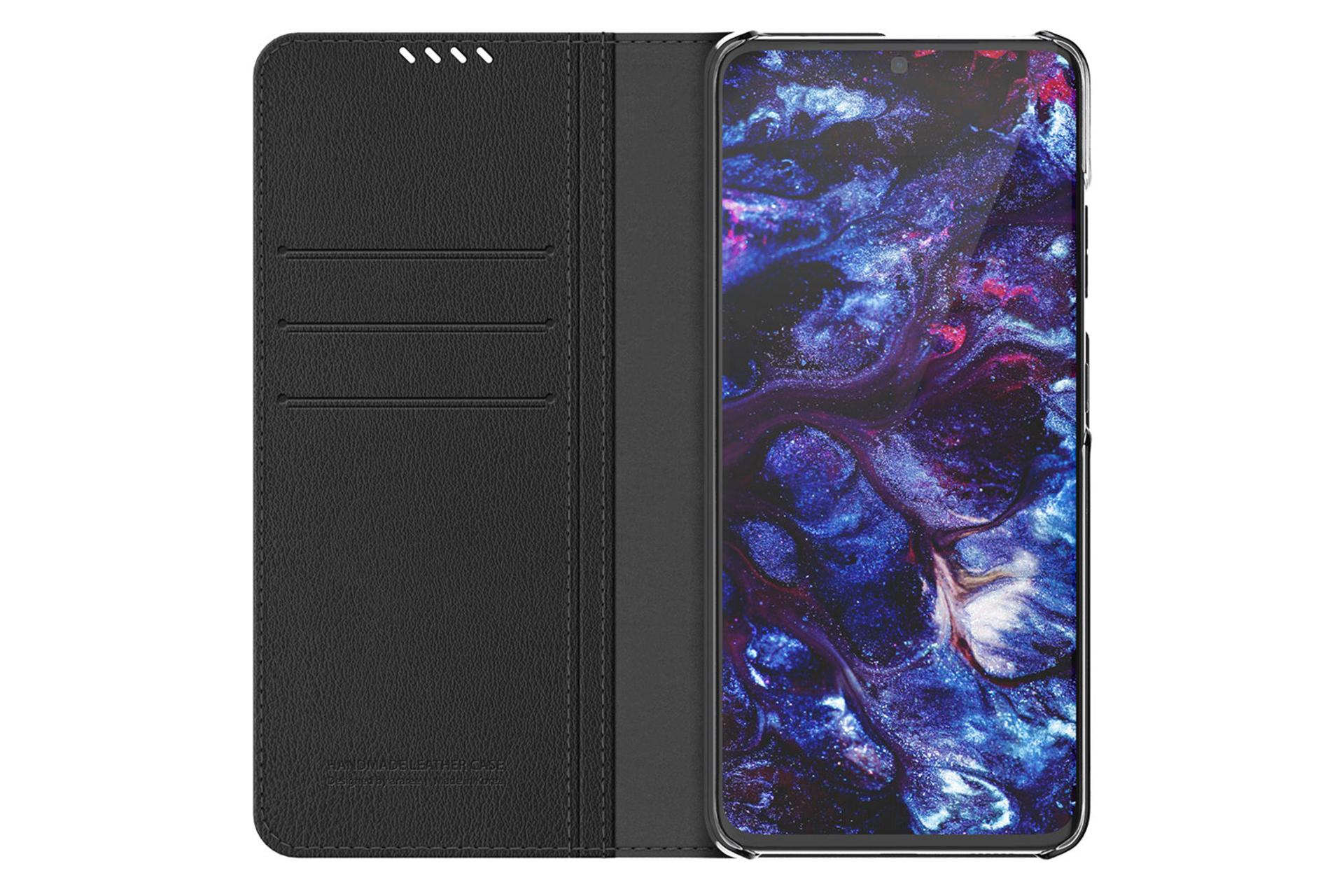 قاب گوشی آراری Araree Mustang Diary For Samsung Galaxy S21 Ultra نمای داخل روی گوشی رنگ مشکی