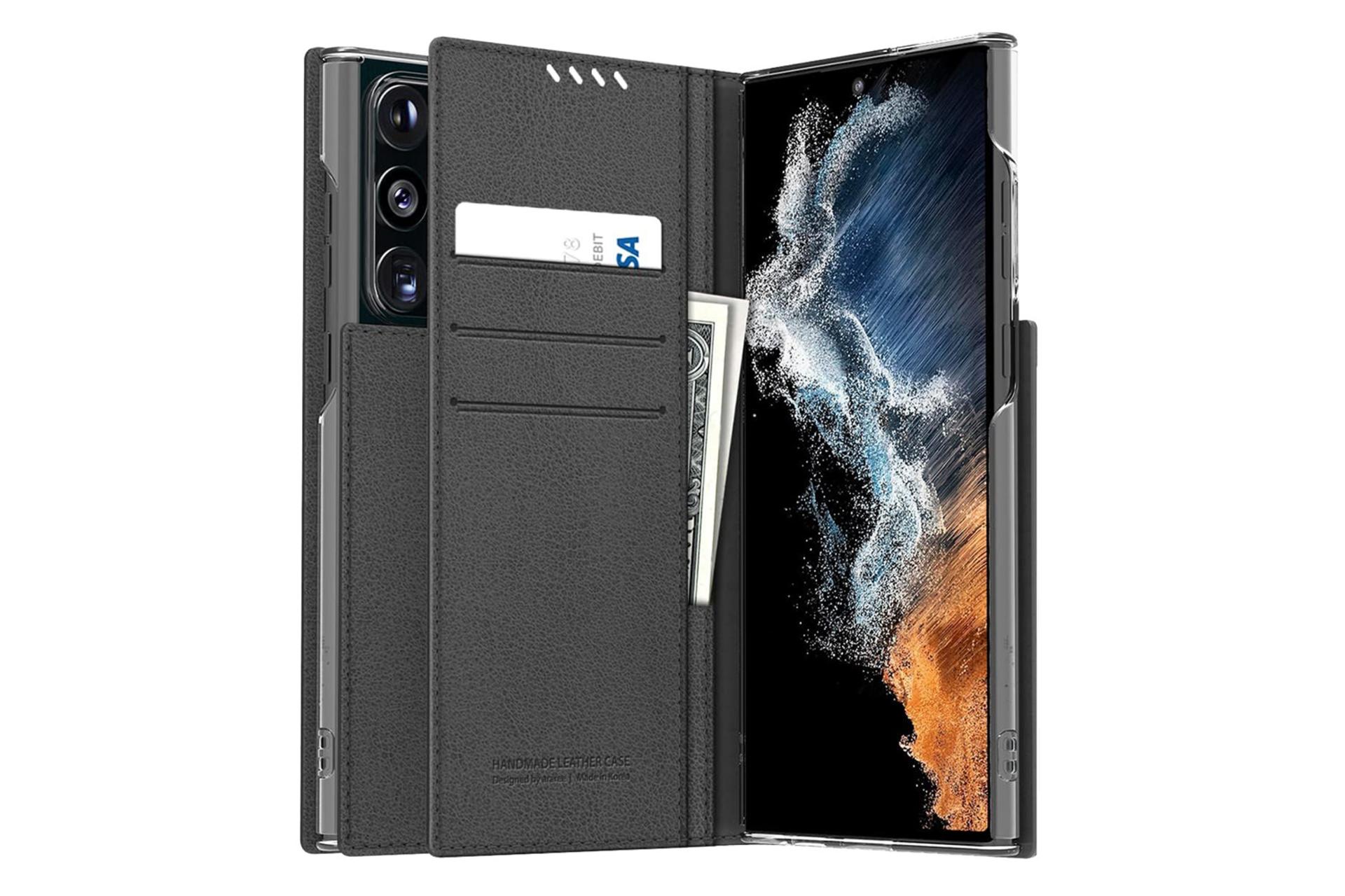 قاب گوشی آراری Araree Mustang Diary For Samsung Galaxy S22 Ultra رنگ مشکی