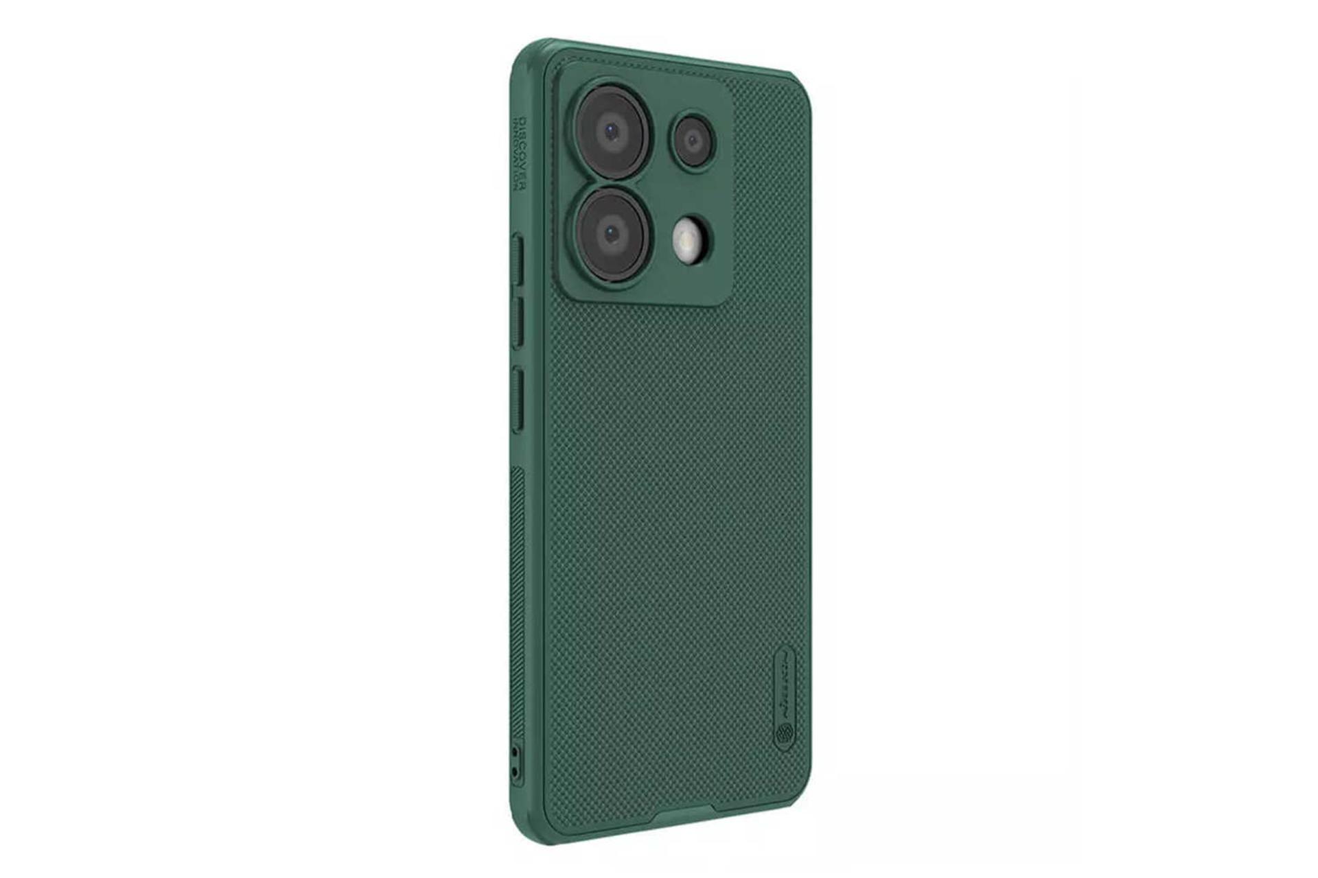 نمای سمت چپ قاب گوشی نیلکین مدل Super Frosted Shield Pro مناسب شیائومی Redmi Note 13 Pro / Poco X6 رنگ سبز