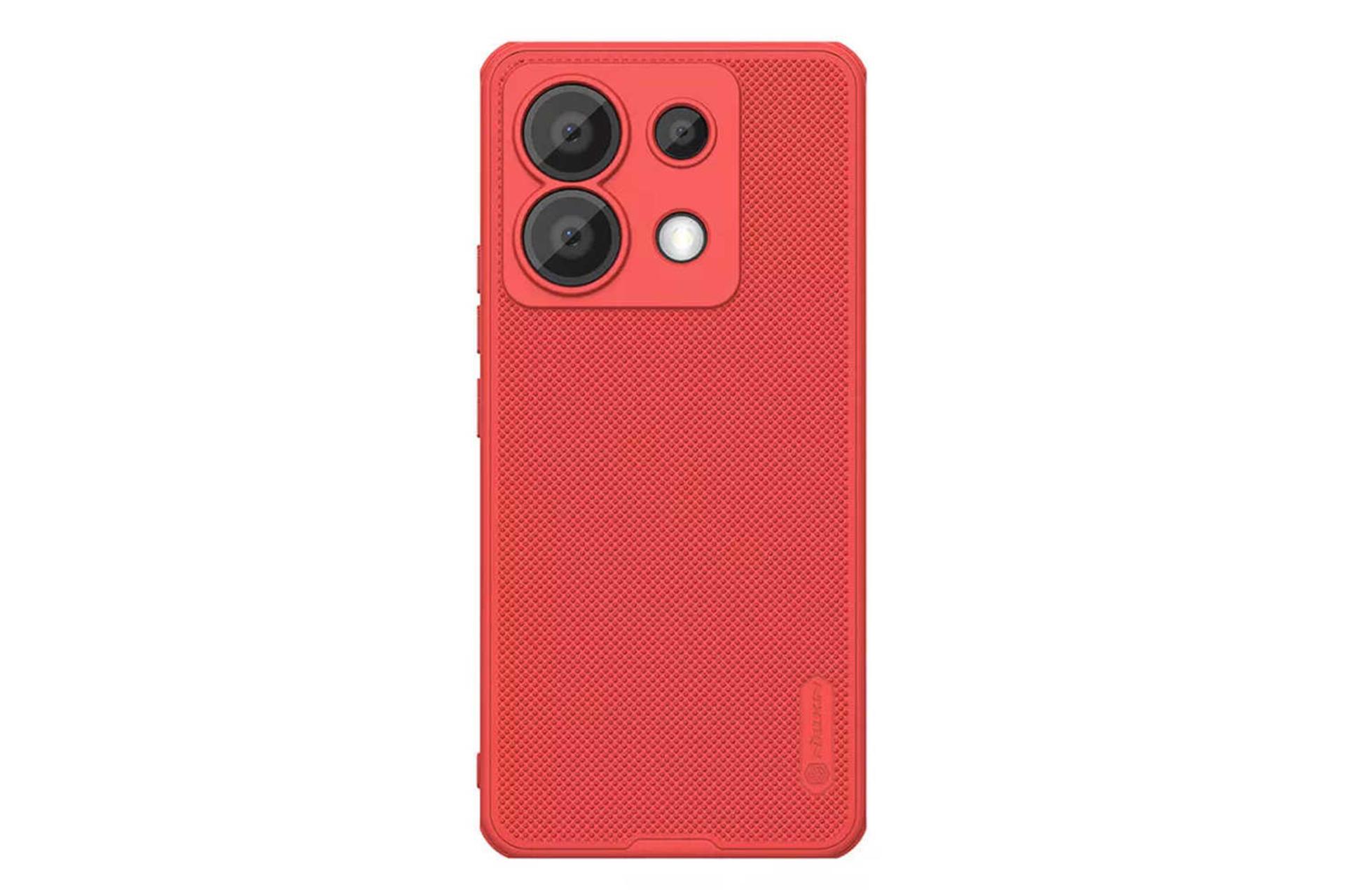 نمای پشت قاب گوشی نیلکین مدل Super Frosted Shield Pro مناسب شیائومی Redmi Note 13 Pro / Poco X6 رنگ قرمز
