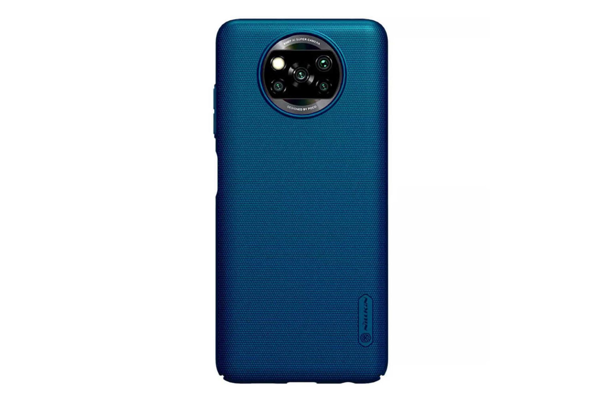 نمای پشت قاب گوشی نیلکین مدل Super Frosted Shield مناسب شیائومی Poco X3 Pro / X3 NFC رنگ آبی