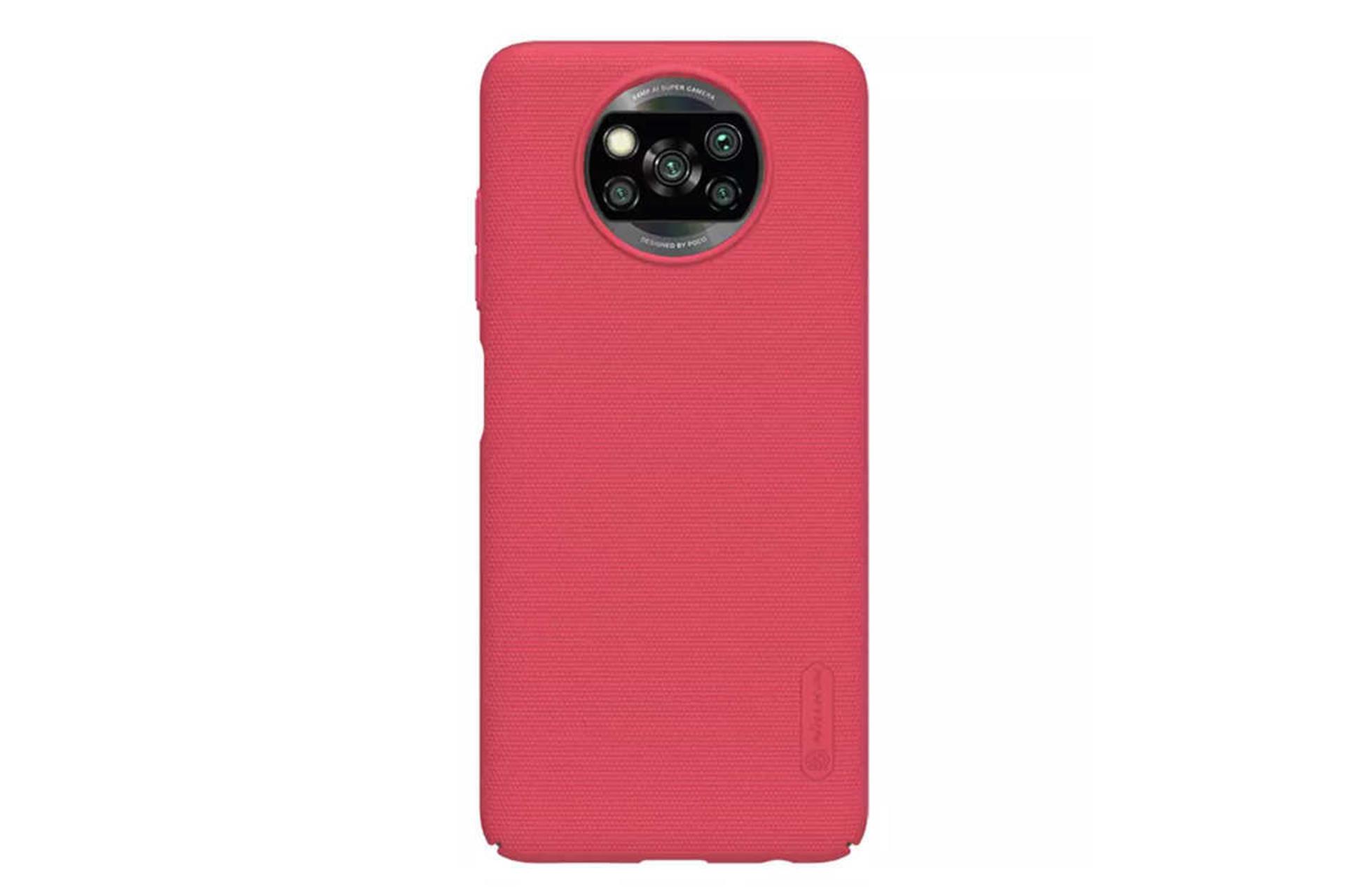نمای پشت قاب گوشی نیلکین مدل Super Frosted Shield مناسب شیائومی Poco X3 Pro / X3 NFC رنگ قرمز