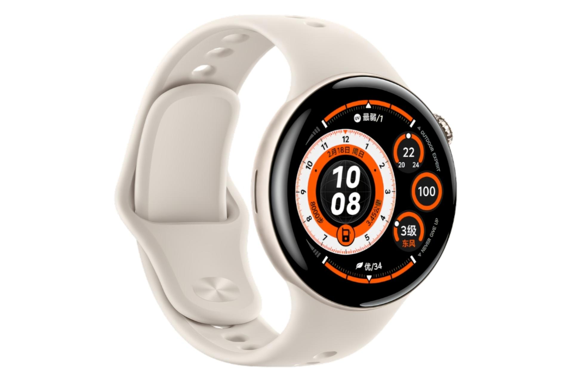 سمت چپ ساعت هوشمند ویوو واچ 5 آلومینیوم کرم رنگ / vivo Watch 5 Aluminum