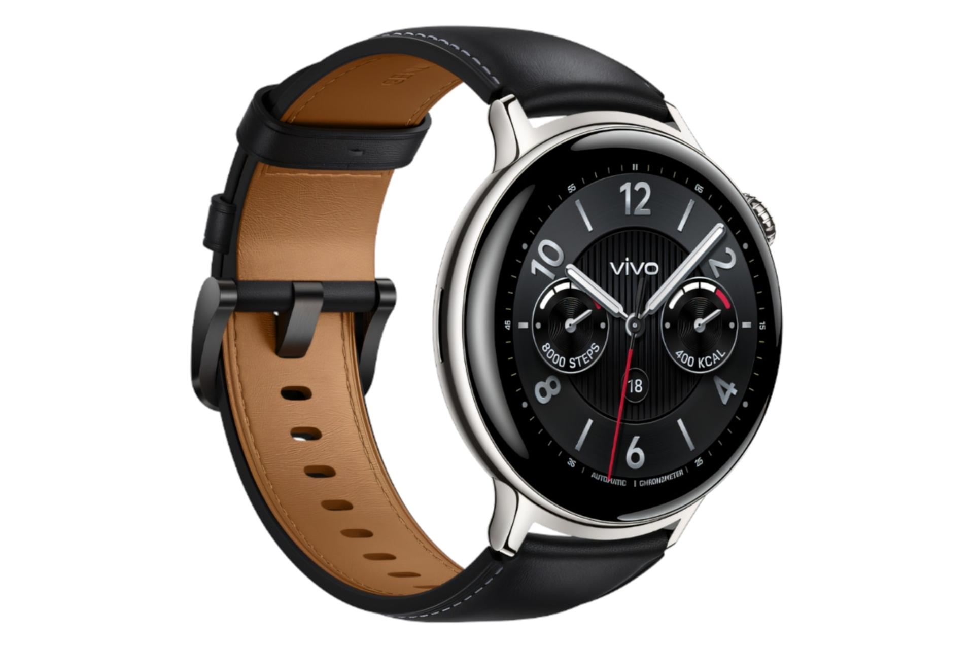 سمت چپ ساعت هوشمند ویوو واچ 5 استیل نقره ای / vivo Watch 5 Stainless Steel