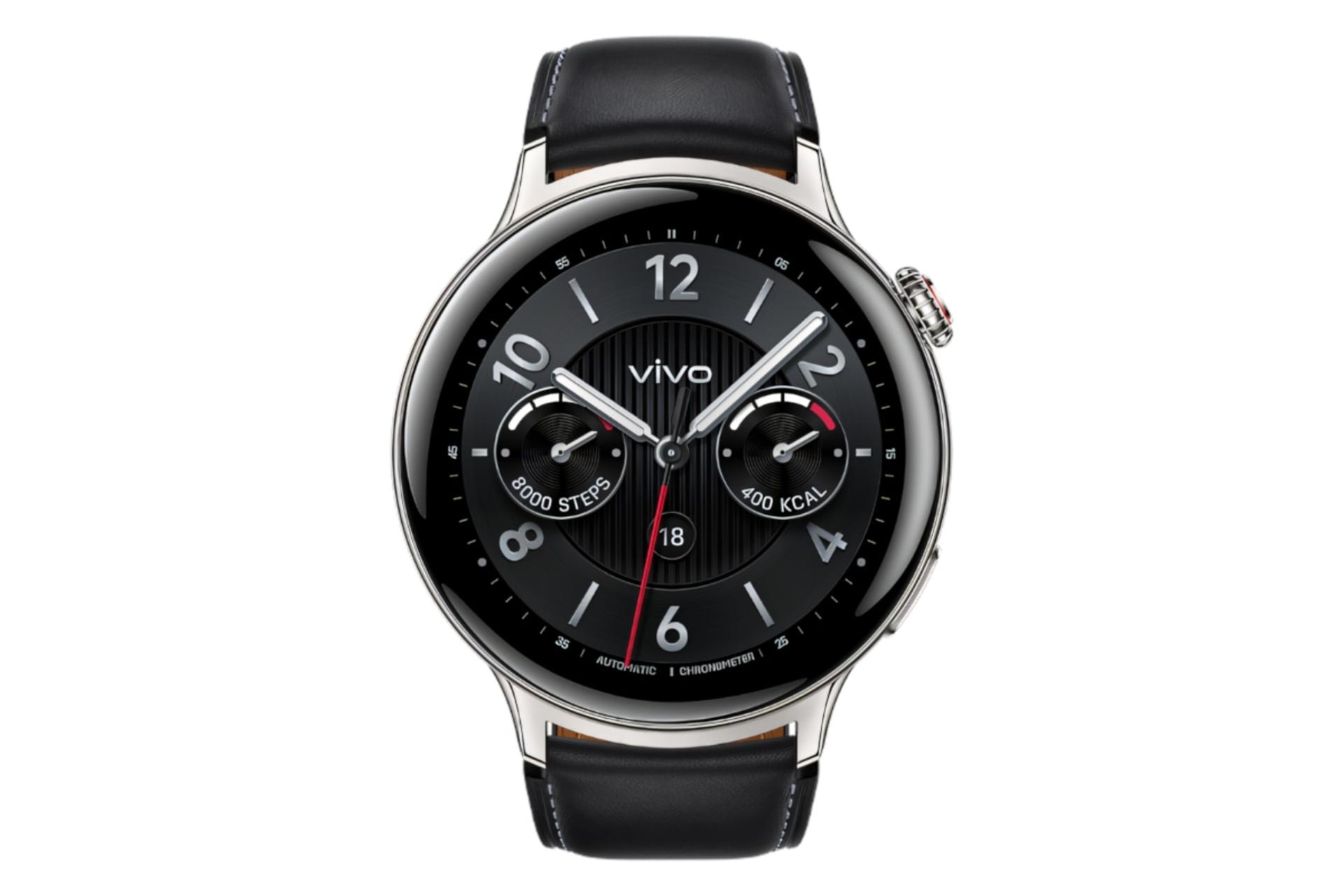 ساعت هوشمند ویوو واچ 5 استیل نقره ای از نمای روبرو / vivo Watch 5 Stainless Steel